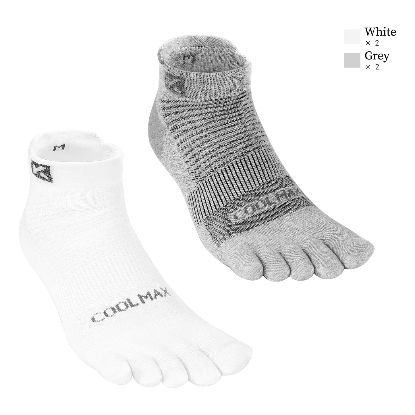KwuKoTy 4 Pairs COOLMAX CORE Toe Running Ankle Socks - Men's 4-13, Women's 5-14
