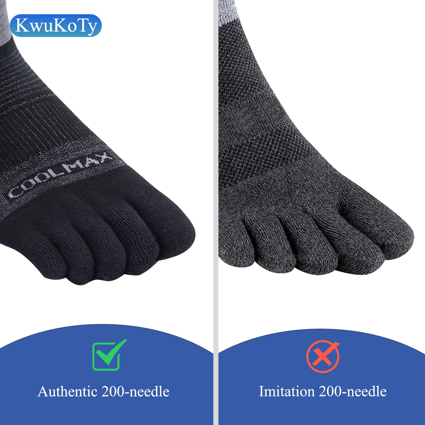 KwuKoty 4 Pair COOLMAX CORE Toe Socks Quarter