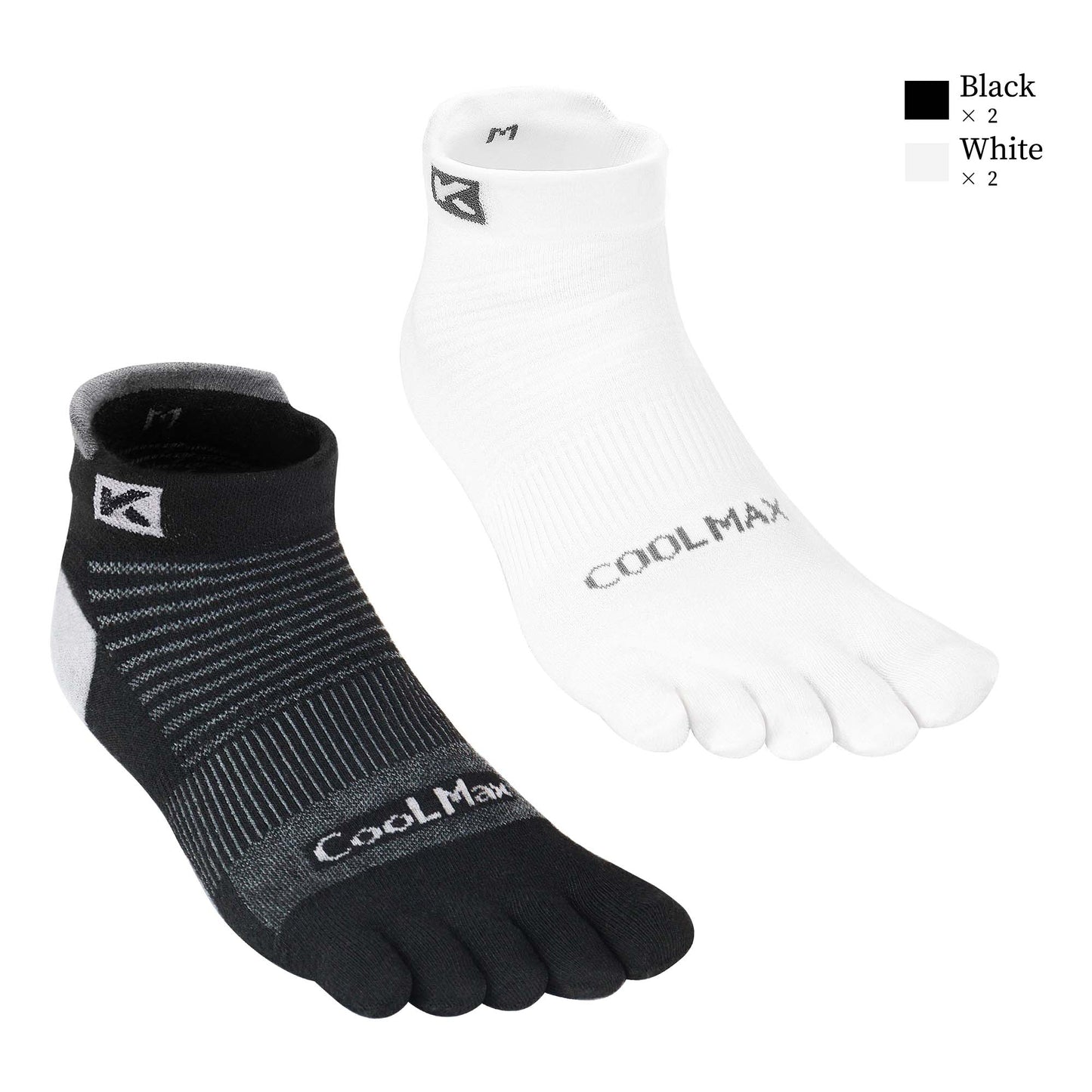 KwuKoTy 4 Pairs COOLMAX CORE Toe Running Ankle Socks - Men's 4-13, Women's 5-14