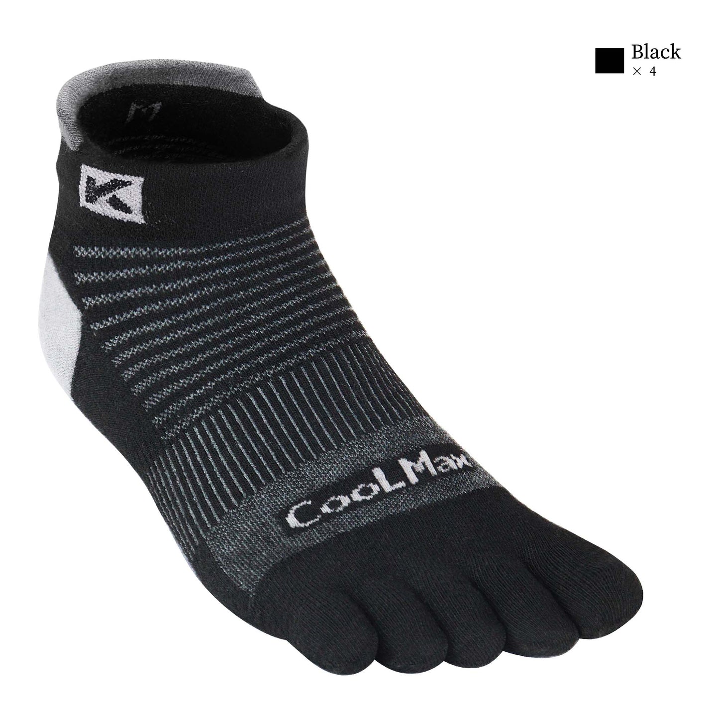 KwuKoTy 4 Pairs COOLMAX CORE Toe Running Ankle Socks - Men's 4-13, Women's 5-14