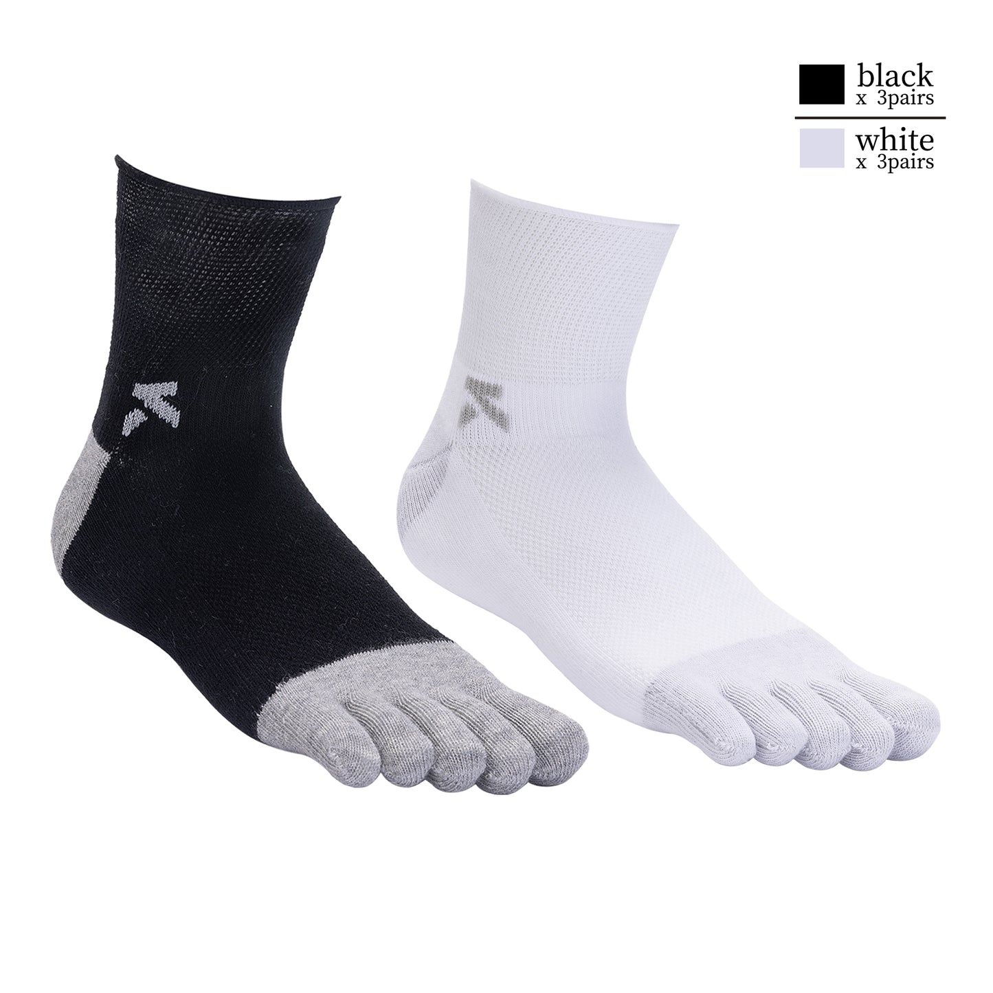 KwuKoTy Diabetic Toe Socks for Men and Women - 6 Pairs, Seamless Loose Fit Non-Restrictive Cotton Boat Socks