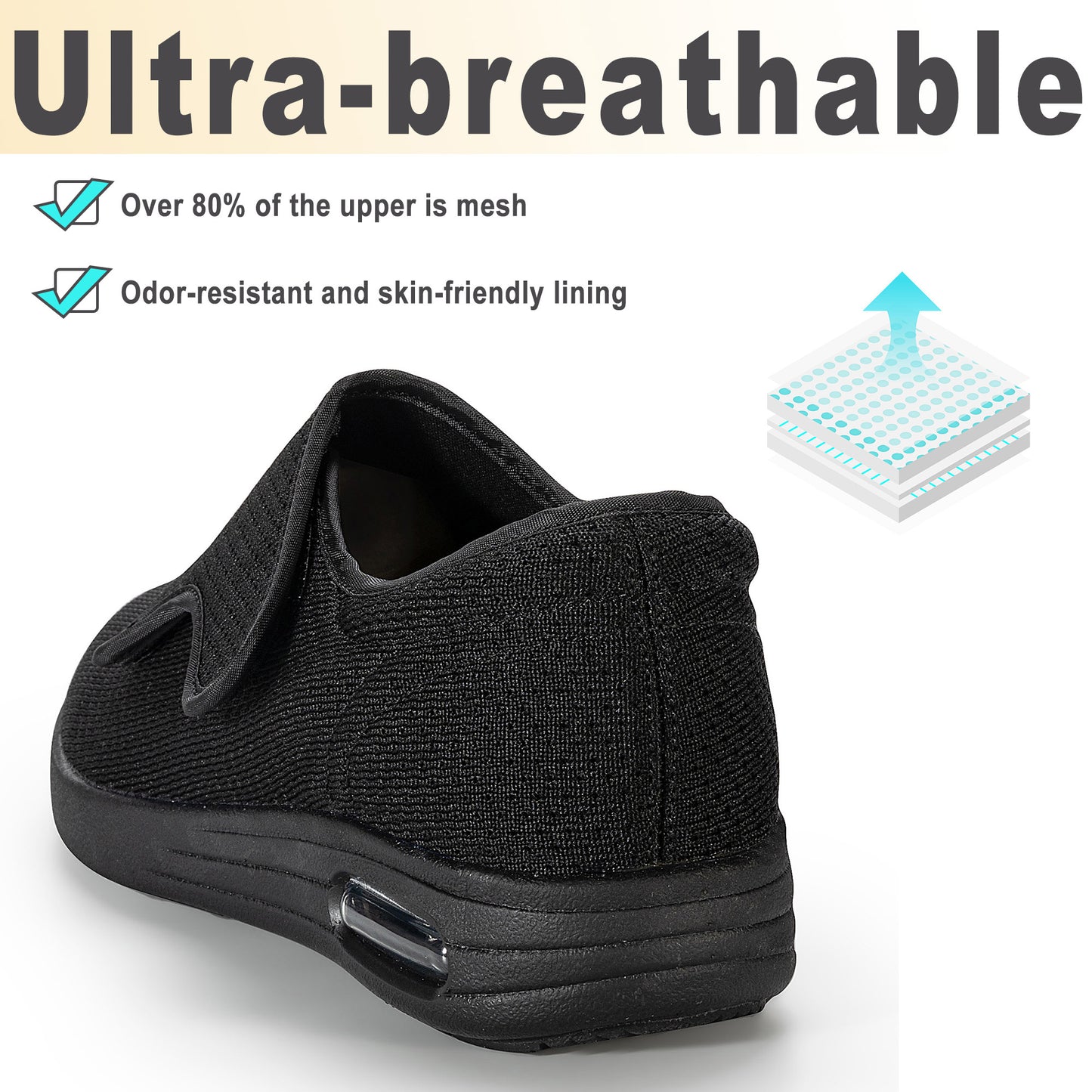 KwuKoty Women's Wide Diabetic Shoes with Air Cushion | Relax Series, Comfort for Swollen Feet, Bunions, Edema | Size 6-11