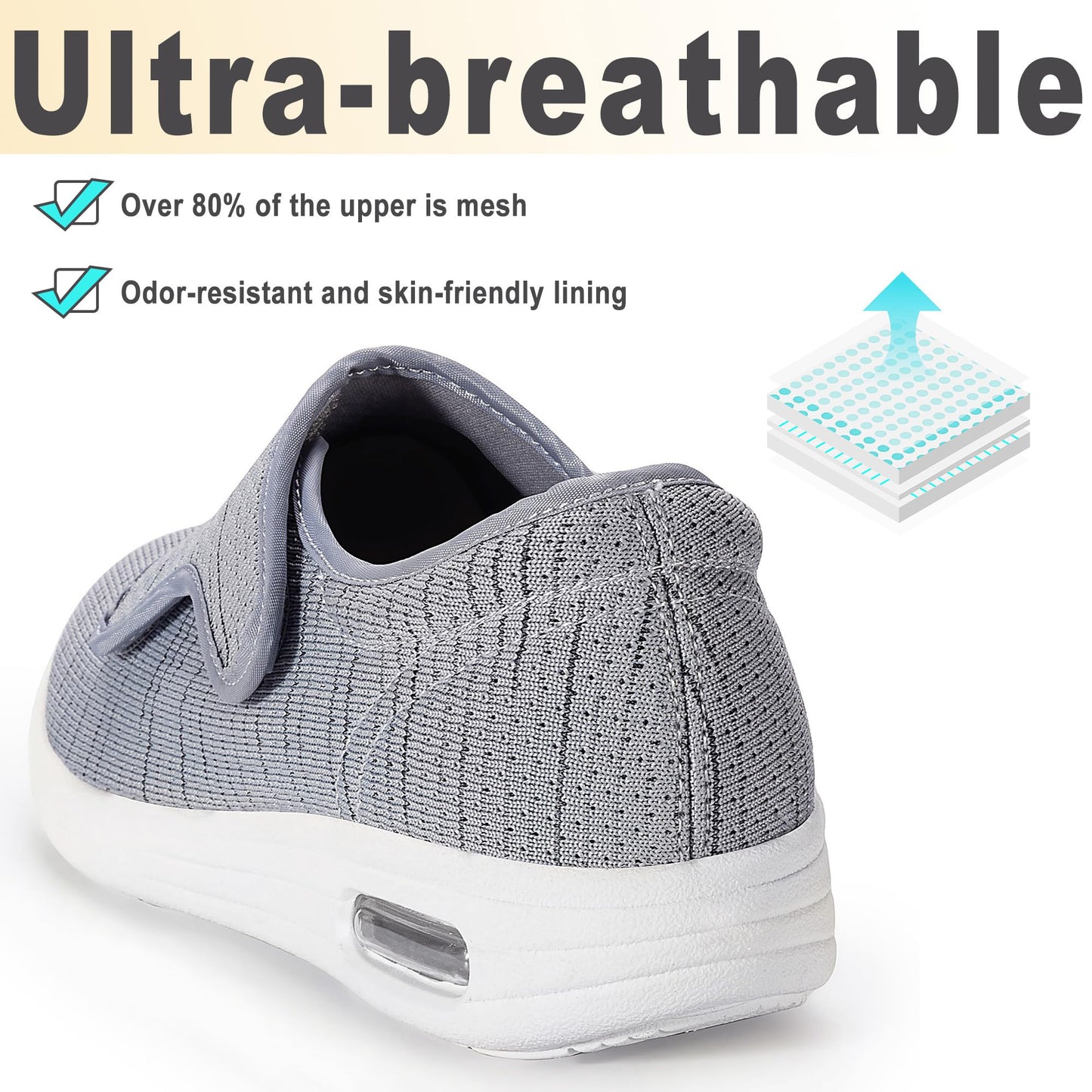 KwuKoty Women's Wide Diabetic Shoes with Air Cushion | Relax Series, Comfort for Swollen Feet, Bunions, Edema | Size 6-11