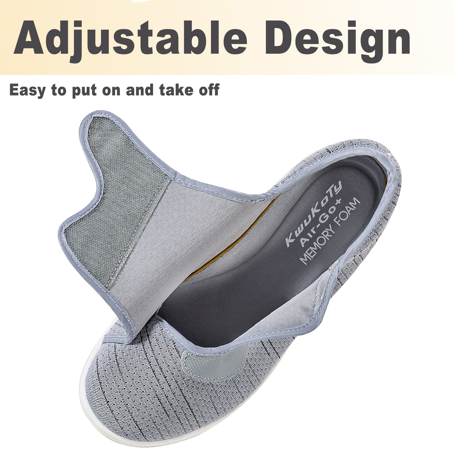 KwuKoty Women's Wide Diabetic Shoes with Air Cushion | Relax Series, Comfort for Swollen Feet, Bunions, Edema | Size 6-11