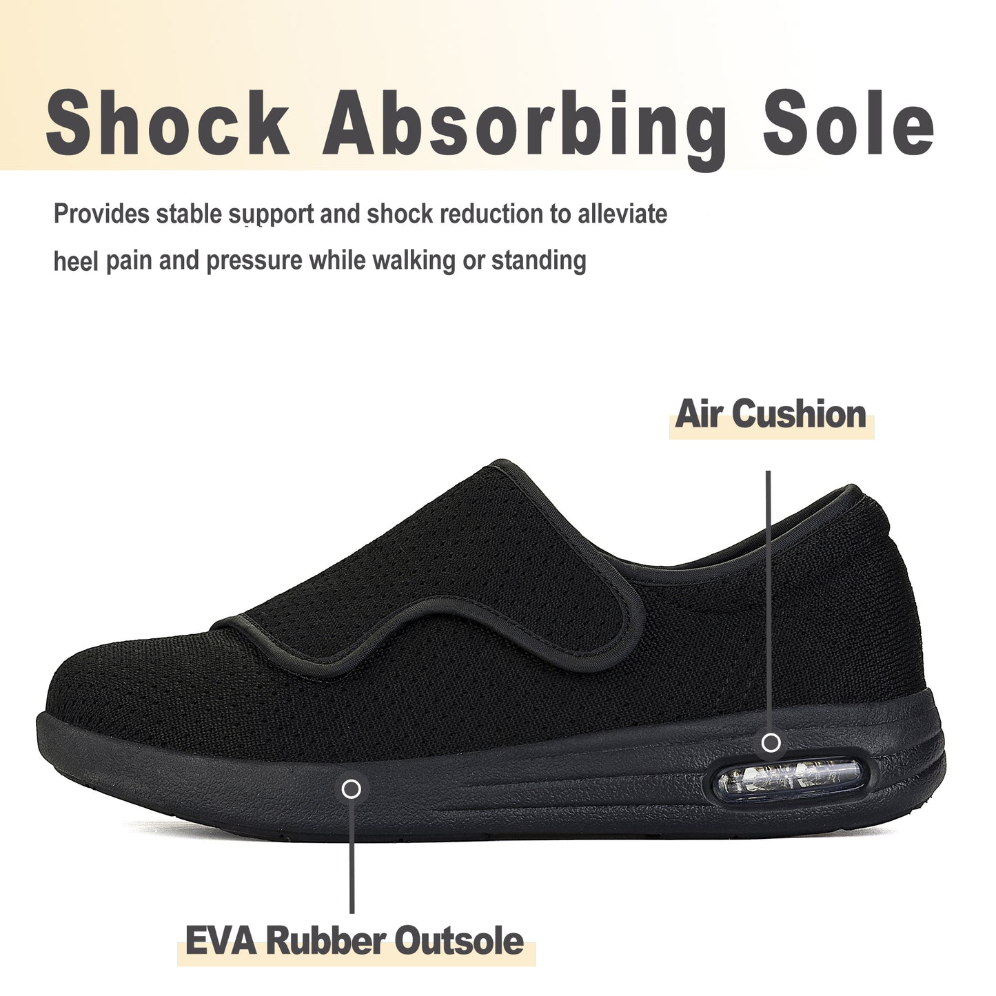 KwuKoty Women's Wide Diabetic Shoes with Air Cushion | Relax Series, Comfort for Swollen Feet, Bunions, Edema | Size 6-11