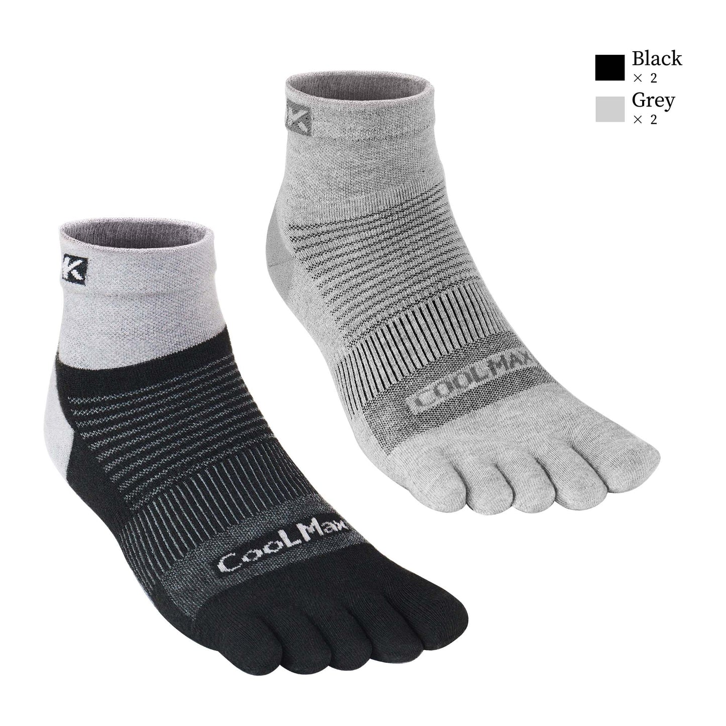 KwuKoty 4 Pair COOLMAX CORE Toe Socks Quarter