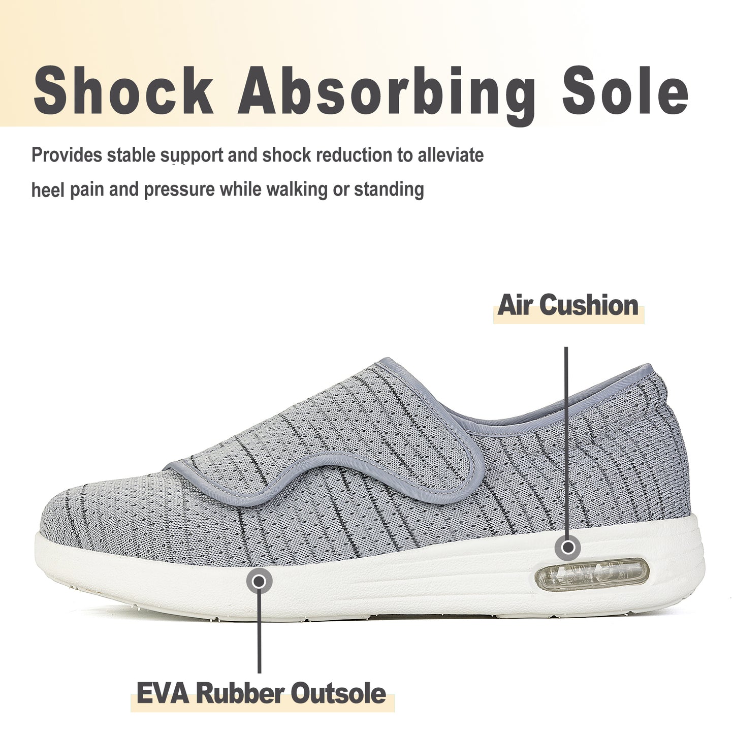 KwuKoty Women's Wide Diabetic Shoes with Air Cushion | Relax Series, Comfort for Swollen Feet, Bunions, Edema | Size 6-11