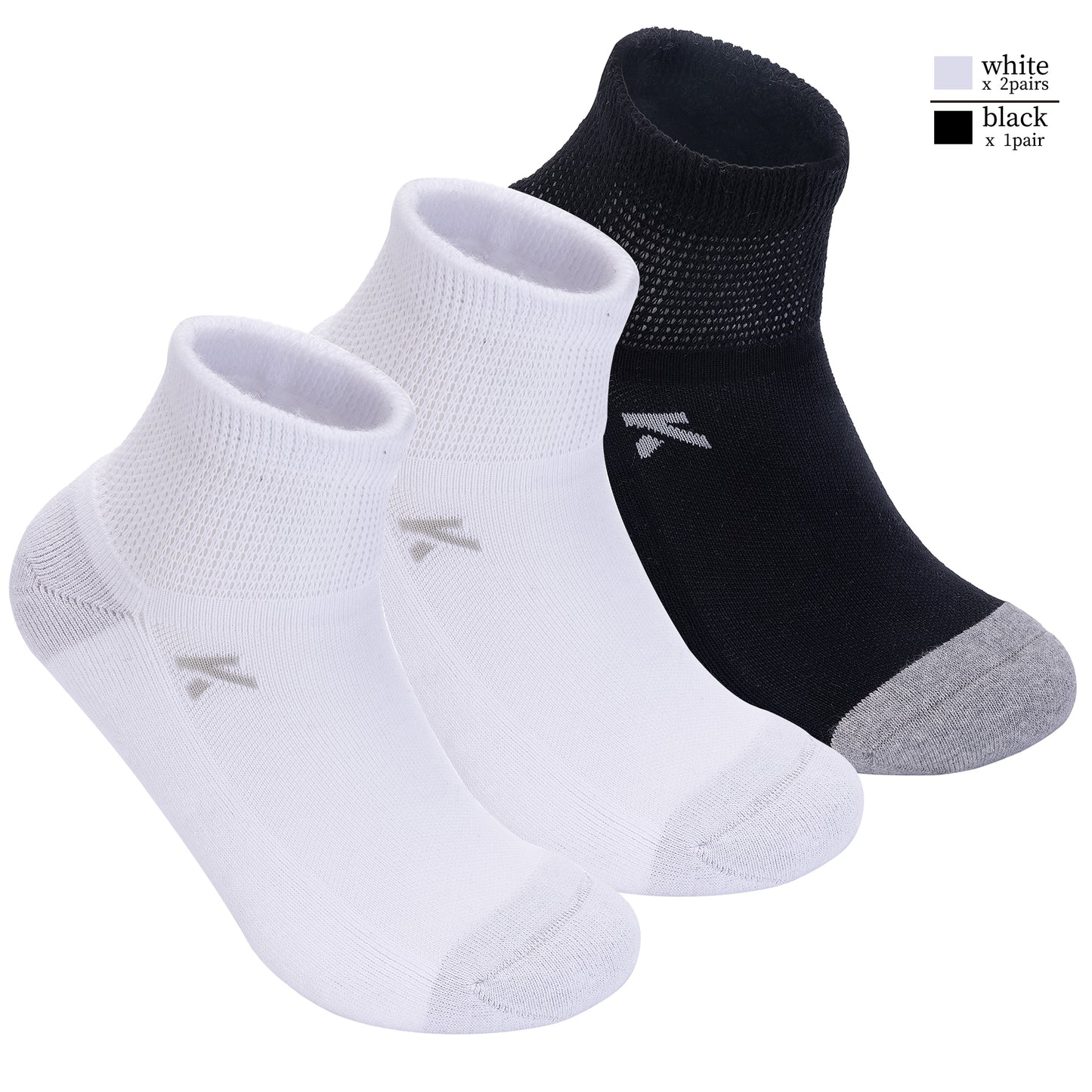 KwuKoty Non-Binding Diabetic Socks Seamless Cushioned Sole Breathable Combed Cotton Ankle Height, for Men & Women, 3 Pairs