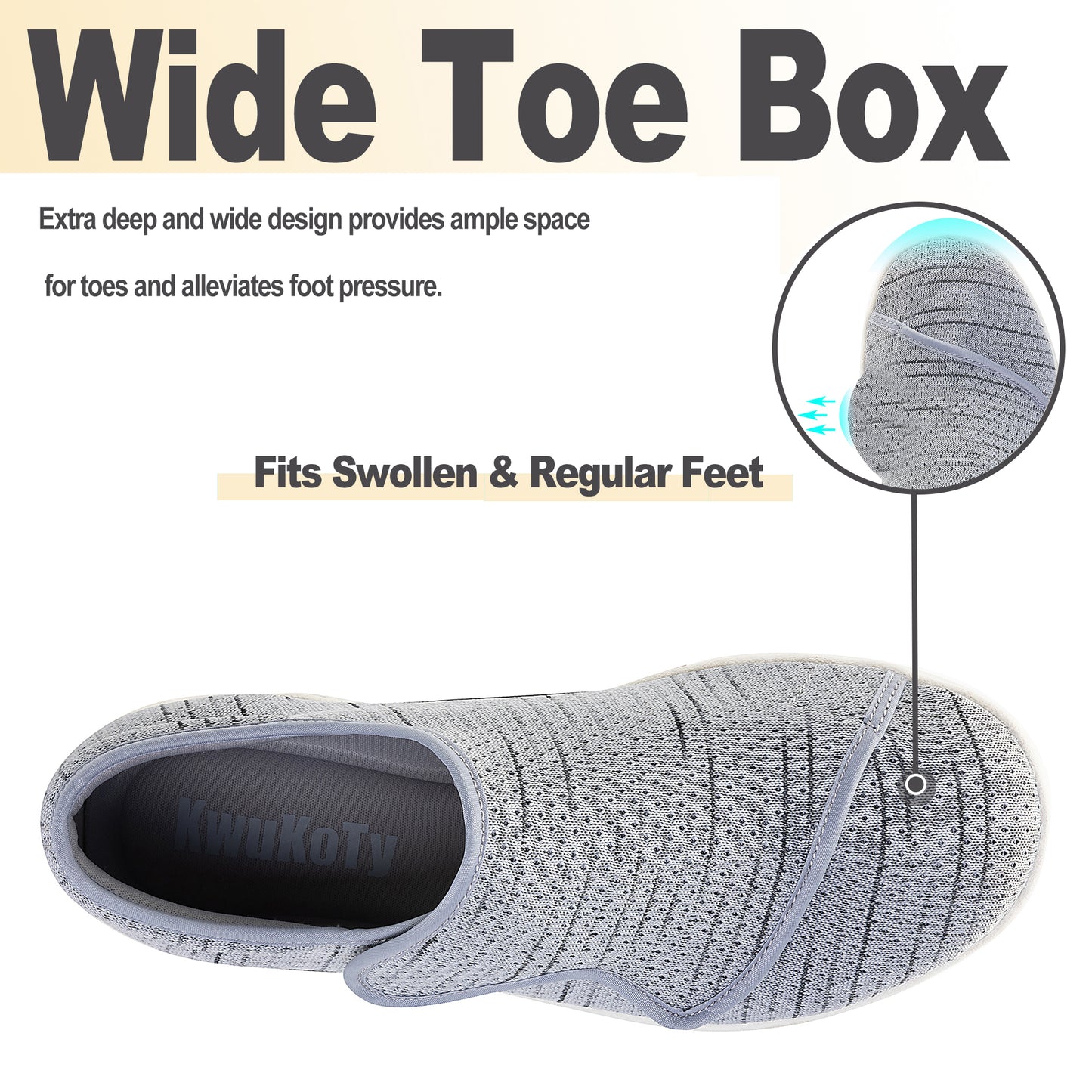 KwuKoty Women's Wide Diabetic Shoes with Air Cushion | Relax Series, Comfort for Swollen Feet, Bunions, Edema | Size 6-11