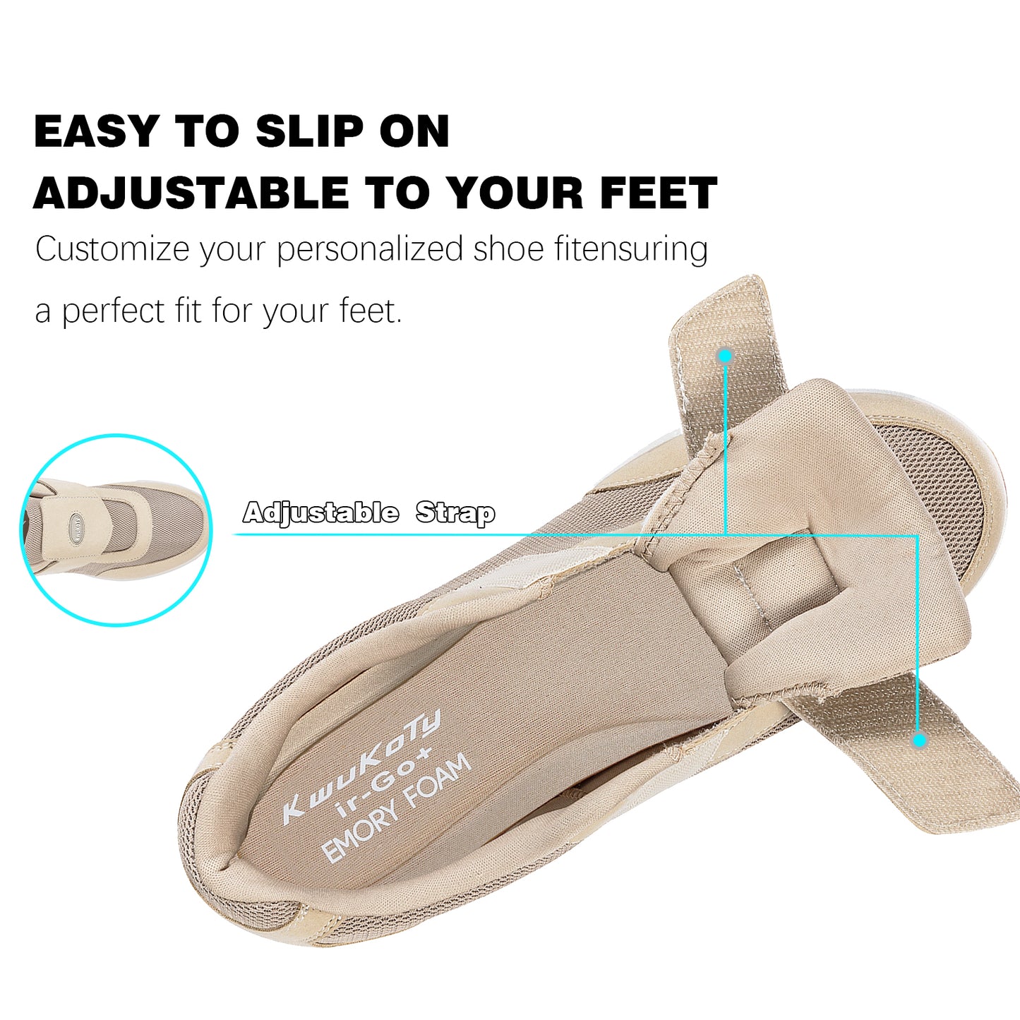 Kwukoty Men's Diabetic Shoes Slip-On Orthopedic Walking Shoes for Plantar Fasciitis Relief Size 7-13 Wide