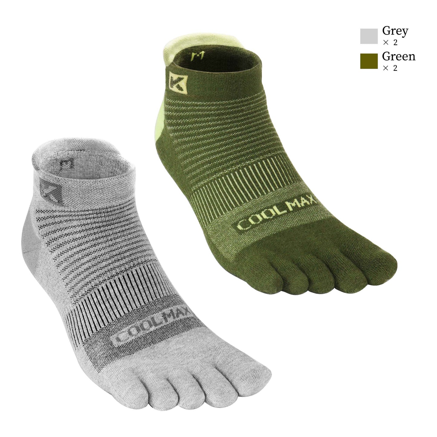 KwuKoTy 4 Pairs COOLMAX CORE Toe Running Ankle Socks - Men's 4-13, Women's 5-14