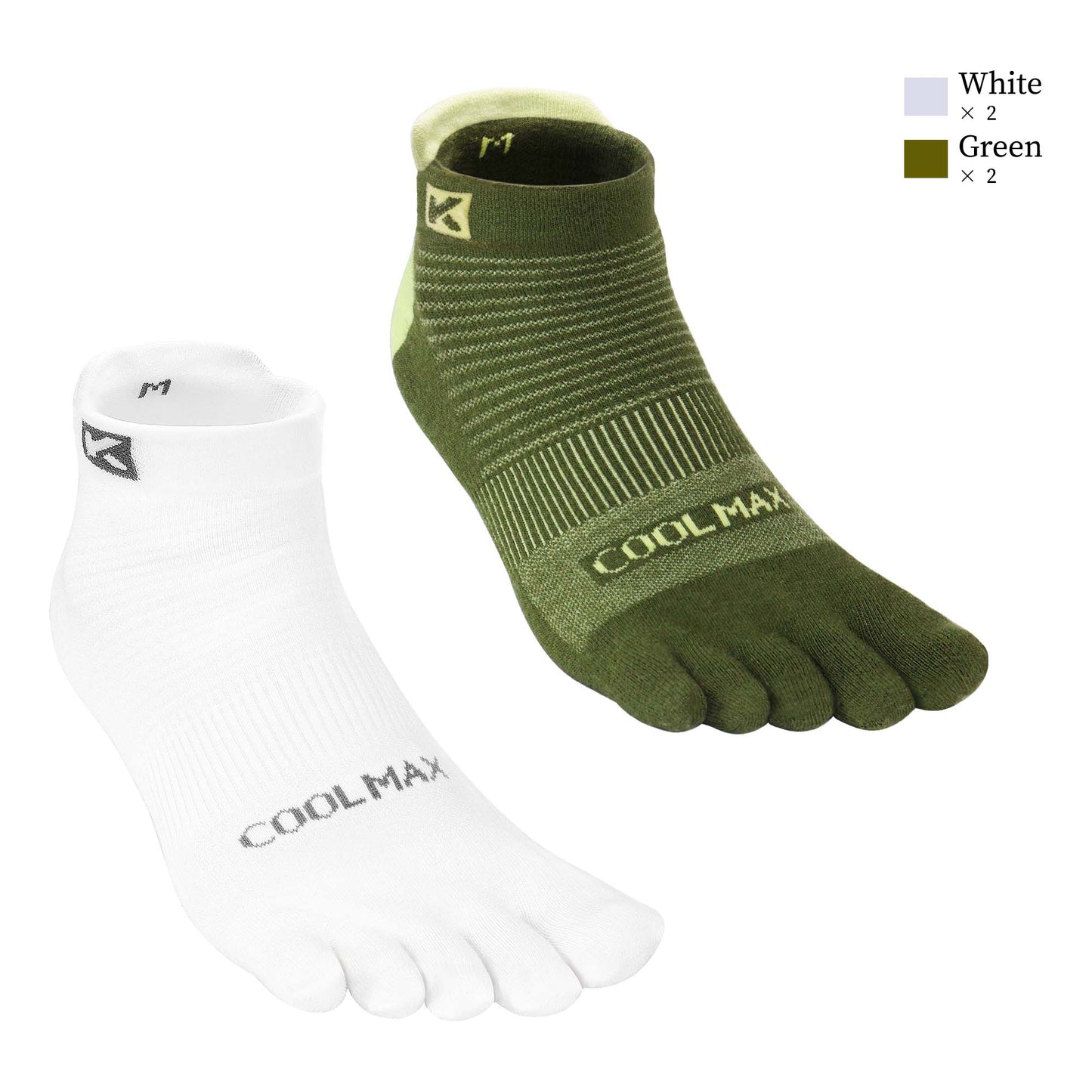 KwuKoTy 4 Pairs COOLMAX CORE Toe Running Ankle Socks - Men's 4-13, Women's 5-14