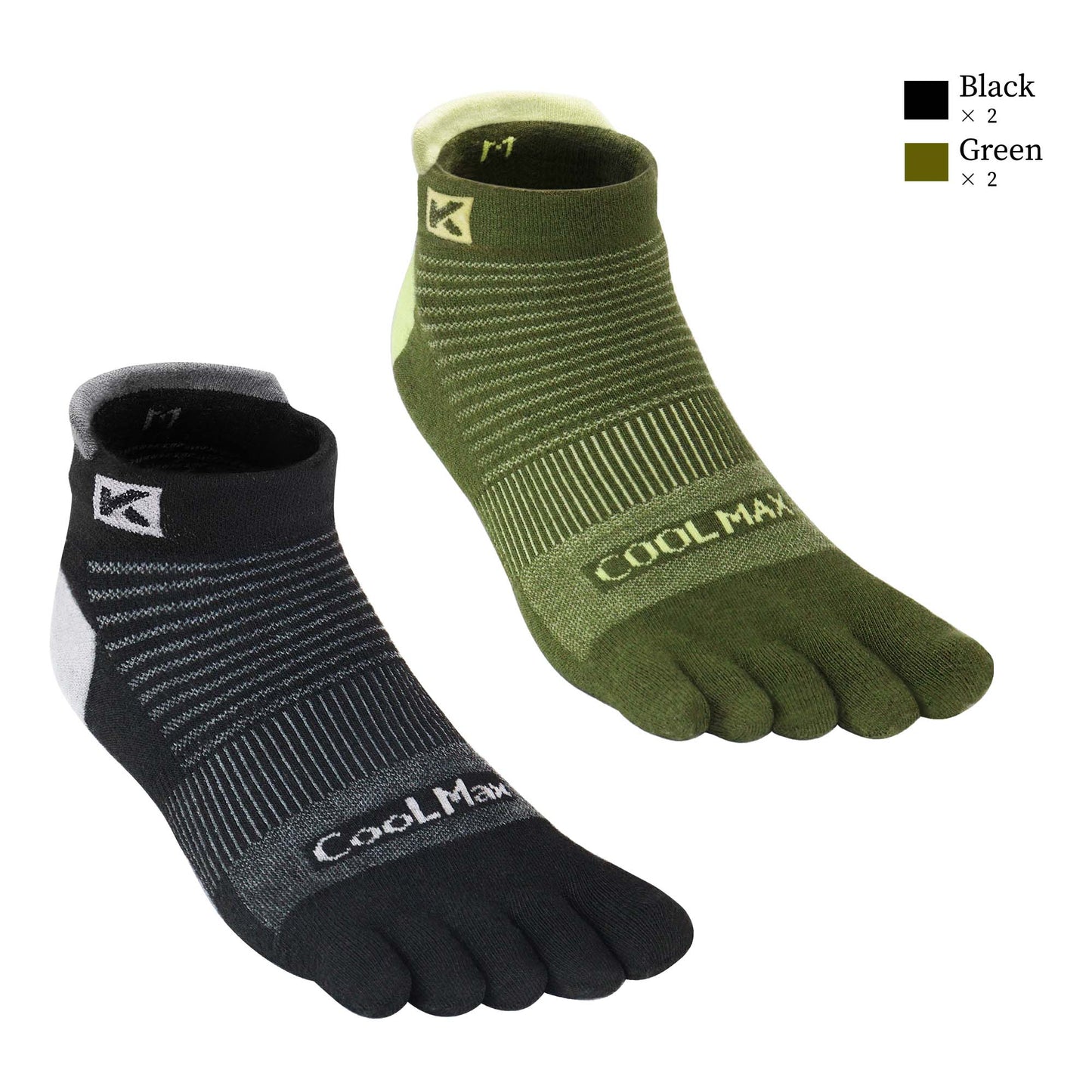 KwuKoTy 4 Pairs COOLMAX CORE Toe Running Ankle Socks - Men's 4-13, Women's 5-14