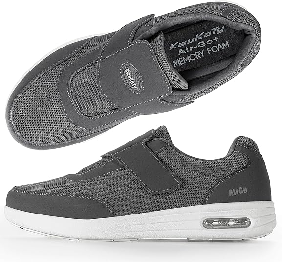 Kwukoty Men's Diabetic Shoes Slip-On Orthopedic Walking Shoes for Plantar Fasciitis Relief Size 7-13 Wide