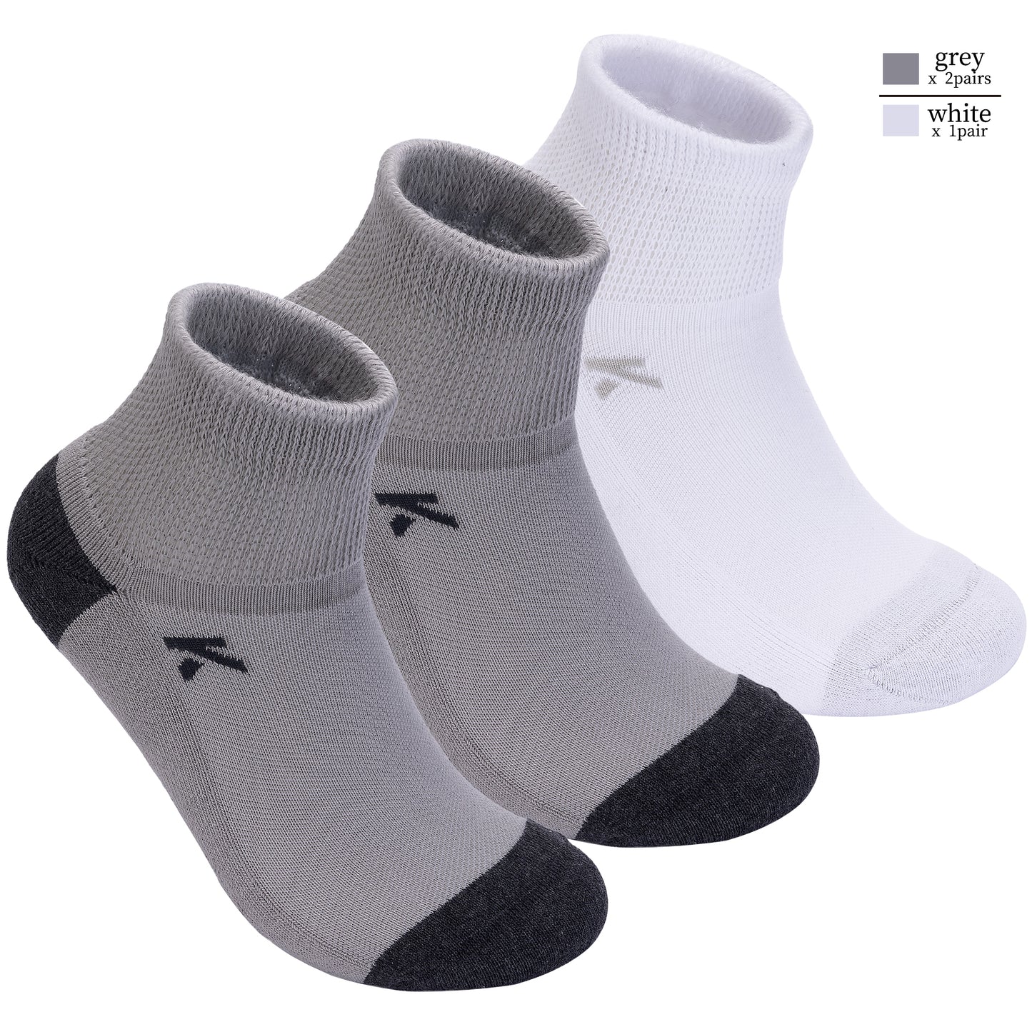 KwuKoty Non-Binding Diabetic Socks Seamless Cushioned Sole Breathable Combed Cotton Ankle Height, for Men & Women, 3 Pairs