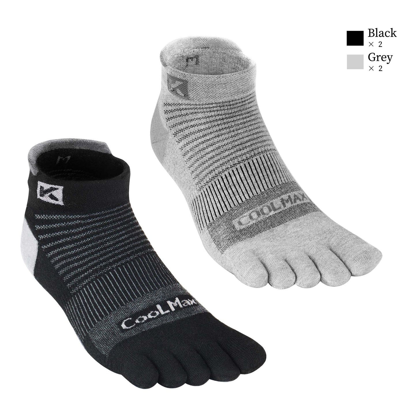 KwuKoTy 4 Pairs COOLMAX CORE Toe Running Ankle Socks - Men's 4-13, Women's 5-14