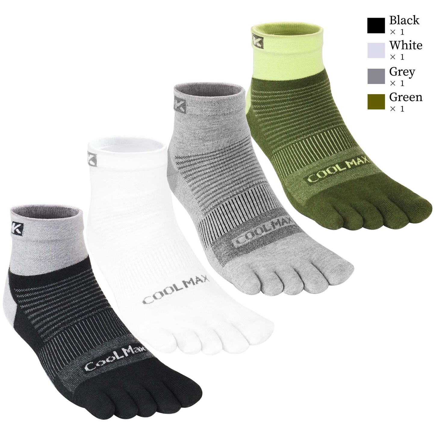 KwuKoty 4 Pair COOLMAX CORE Toe Socks Quarter