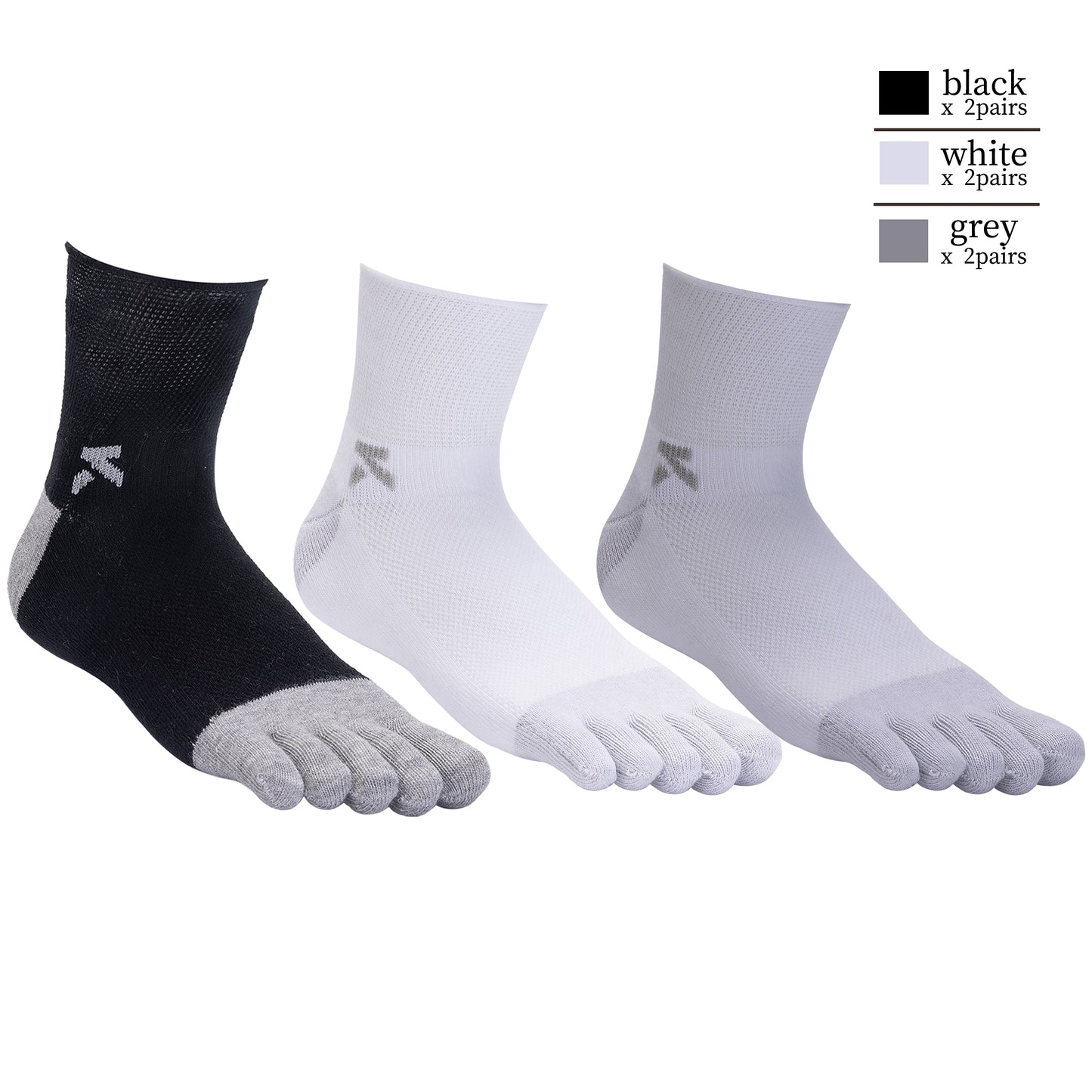 KwuKoTy Diabetic Toe Socks for Men and Women - 6 Pairs, Seamless Loose Fit Non-Restrictive Cotton Boat Socks