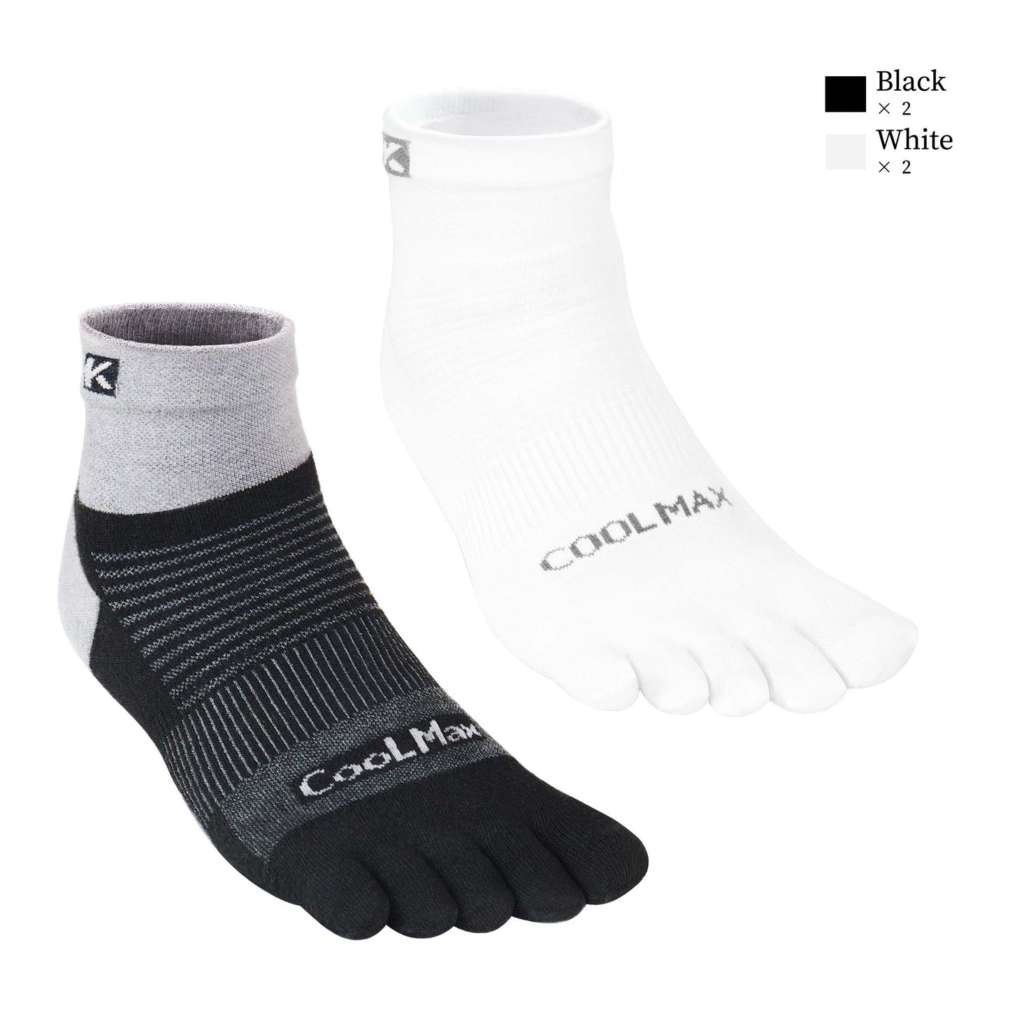 KwuKoty 4 Pair COOLMAX CORE Toe Socks Quarter