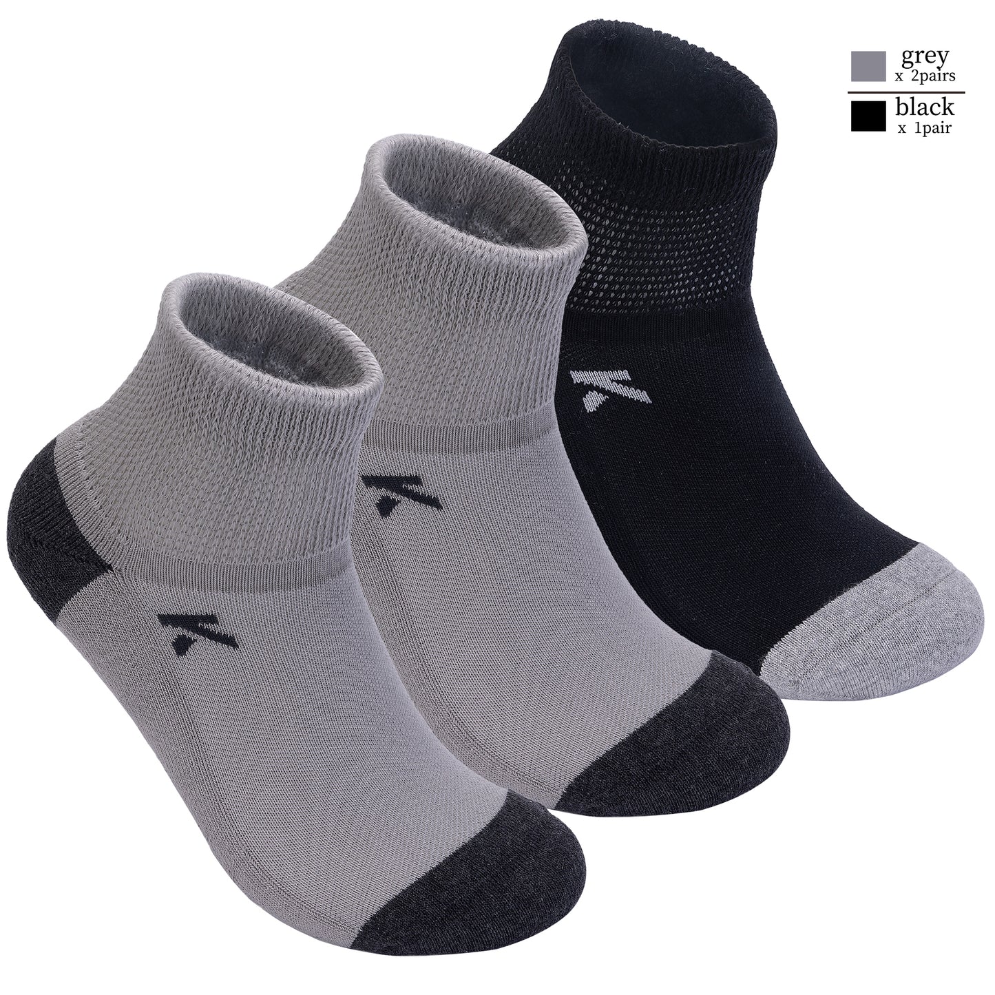 KwuKoty Non-Binding Diabetic Socks Seamless Cushioned Sole Breathable Combed Cotton Ankle Height, for Men & Women, 3 Pairs