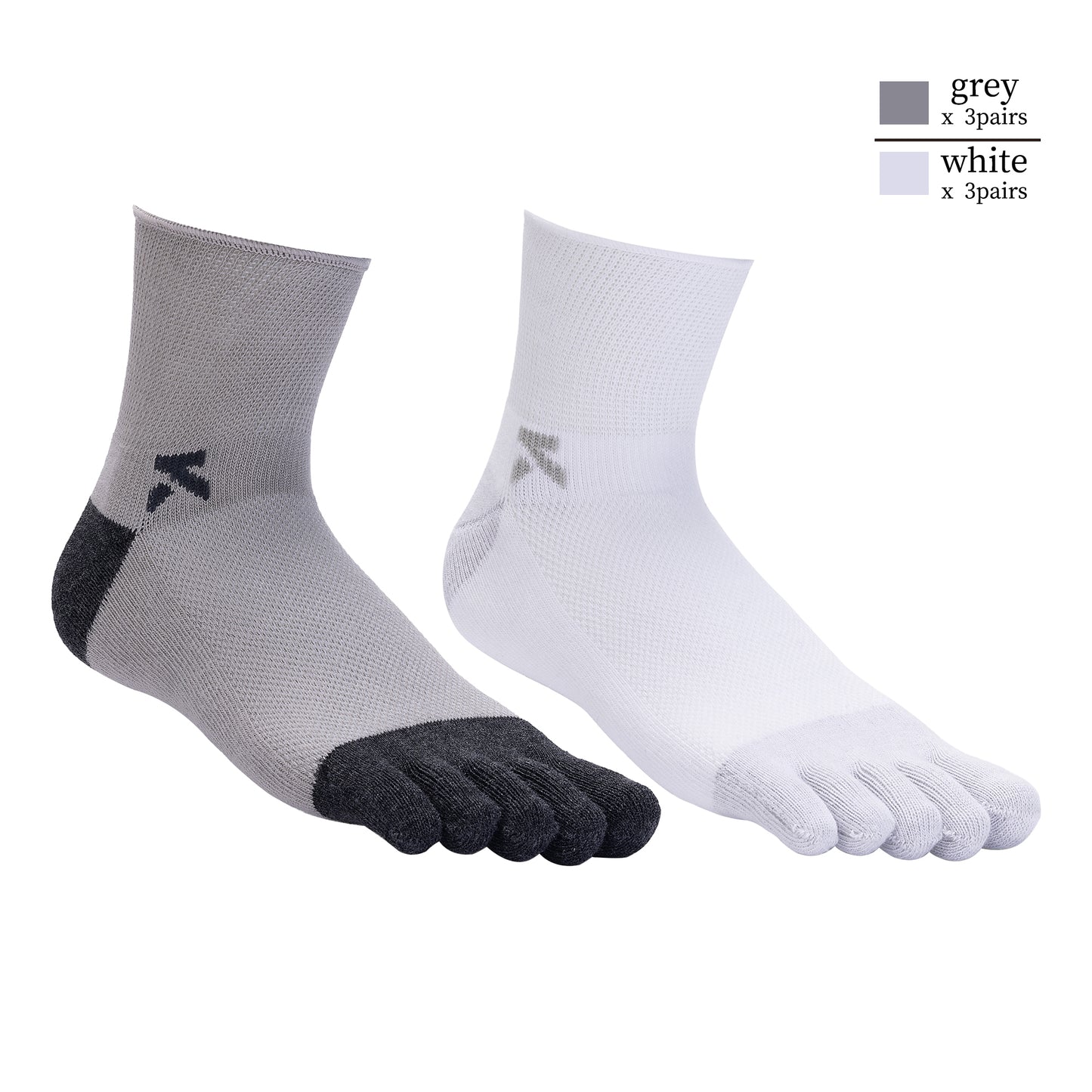KwuKoTy Diabetic Toe Socks for Men and Women - 6 Pairs, Seamless Loose Fit Non-Restrictive Cotton Boat Socks