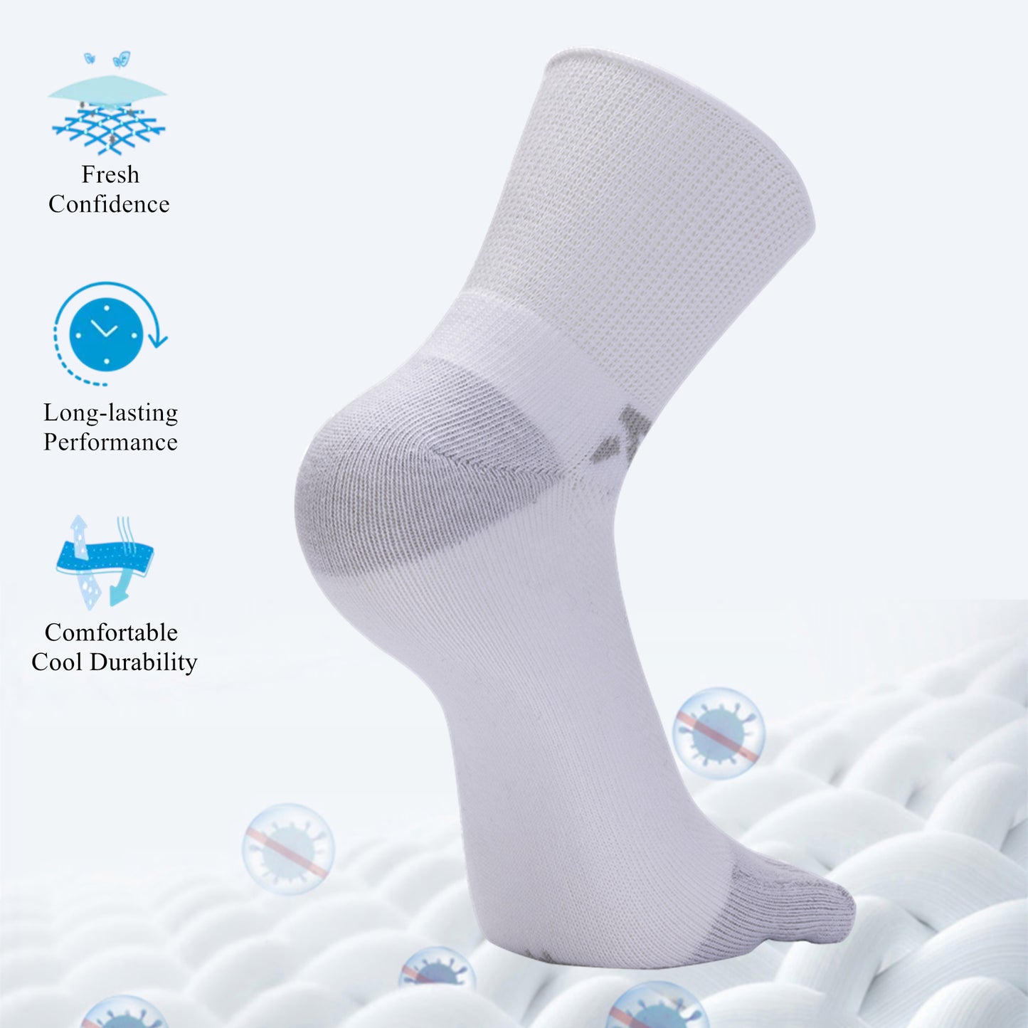 KwuKoTy Diabetic Toe Socks for Men and Women - 6 Pairs, Seamless Loose Fit Non-Restrictive Cotton Boat Socks