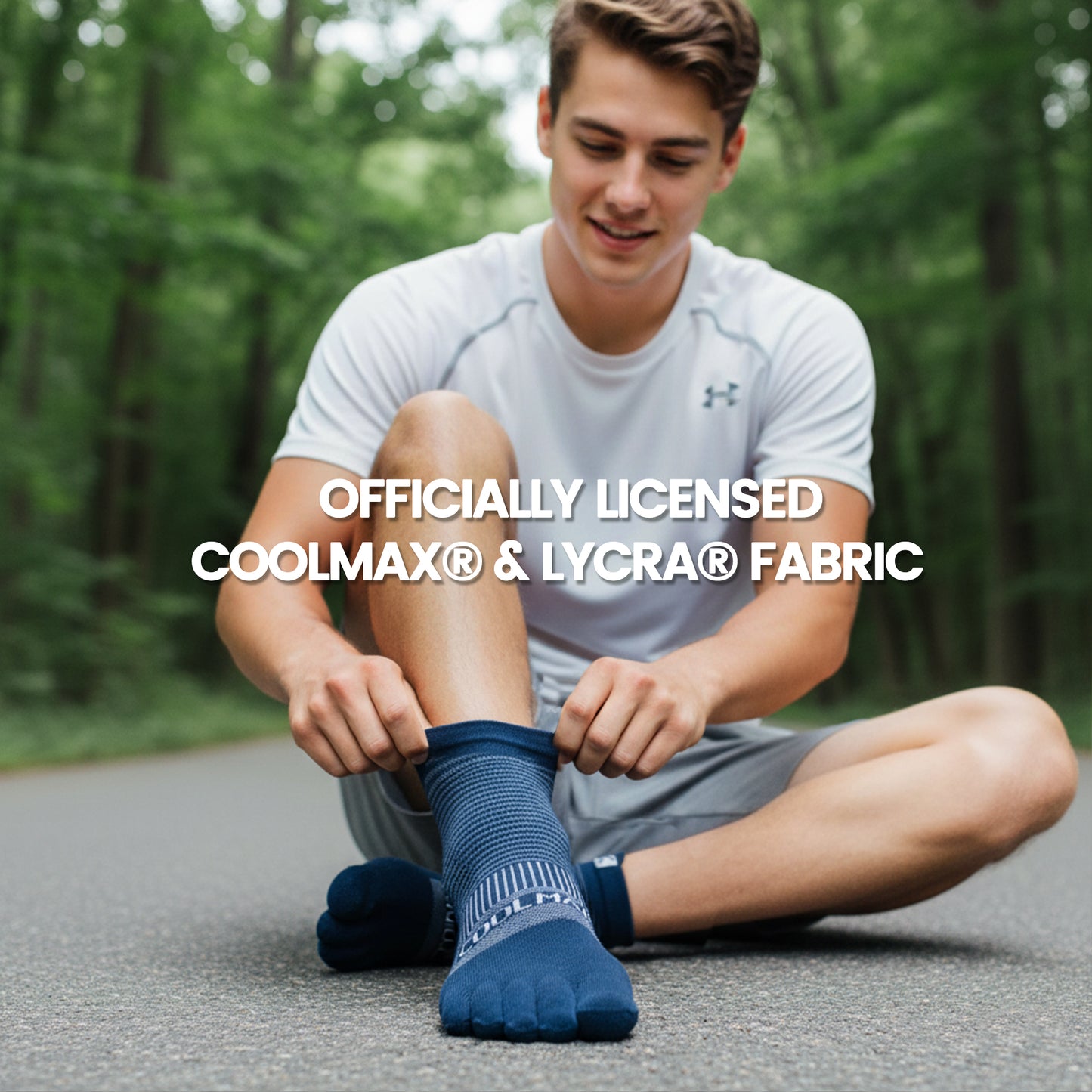 KWUKOTY Cushioned Compression Ankle Running Toe Socks COOLMAX, 3 Pairs Men's 4-13, Women's 5-14