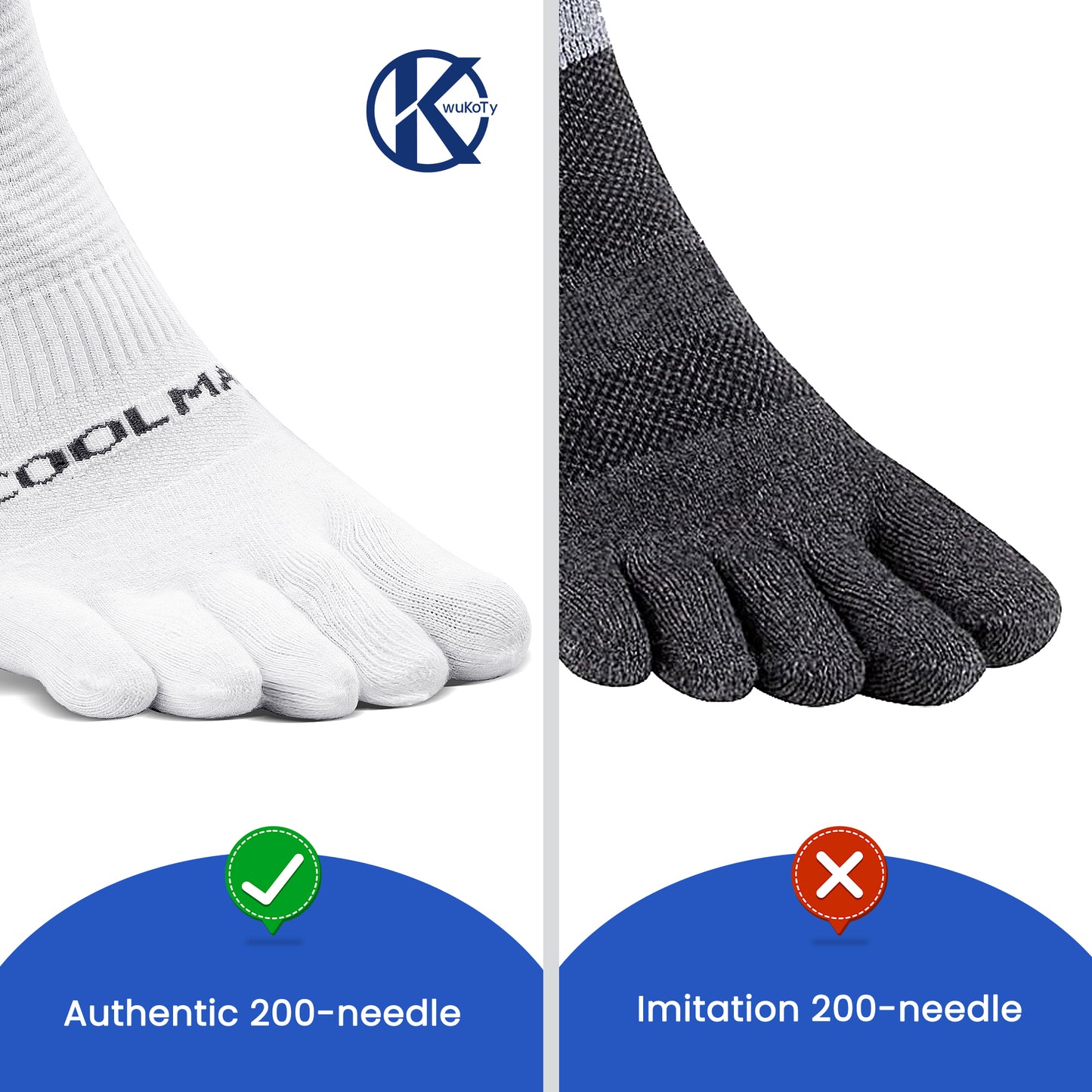 KWUKOTY Cushioned Compression Quarter Running Toe Socks COOLMAX, 3 Pairs Men's 4-13 Women's 5-14