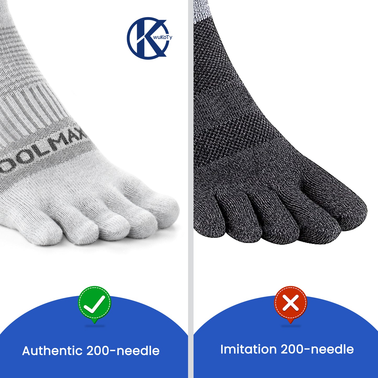 KWUKOTY Cushioned Compression Quarter Running Toe Socks COOLMAX, 3 Pairs Men's 4-13 Women's 5-14