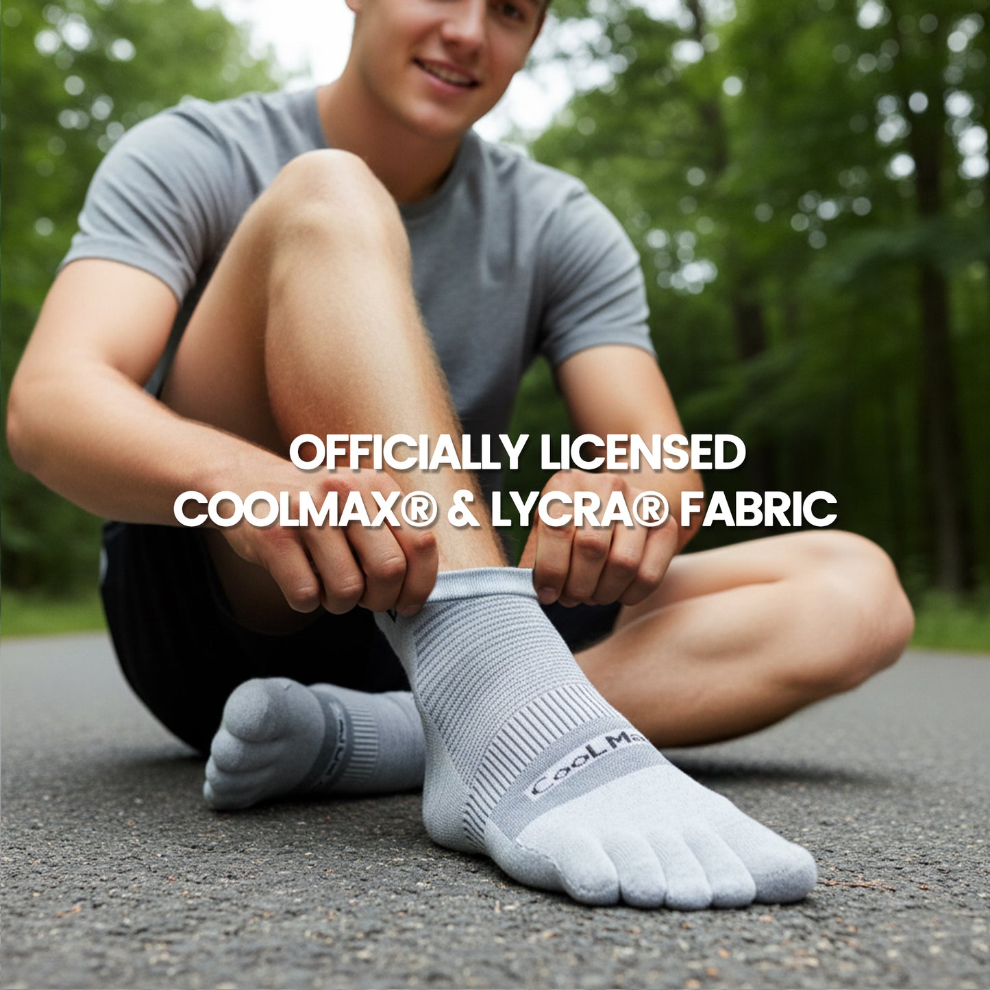 KWUKOTY Cushioned Compression Ankle Running Toe Socks COOLMAX, 3 Pairs Men's 4-13, Women's 5-14
