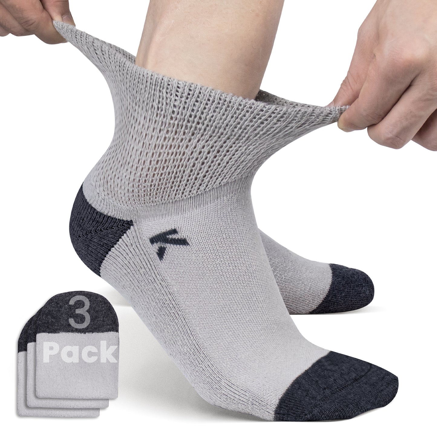 KwuKoTy Diabetic Socks Ankle Cushioned Sole Combed Cotton, Daily Wear & Sports, 3-Pack Men's 6-12 Women's 7-13