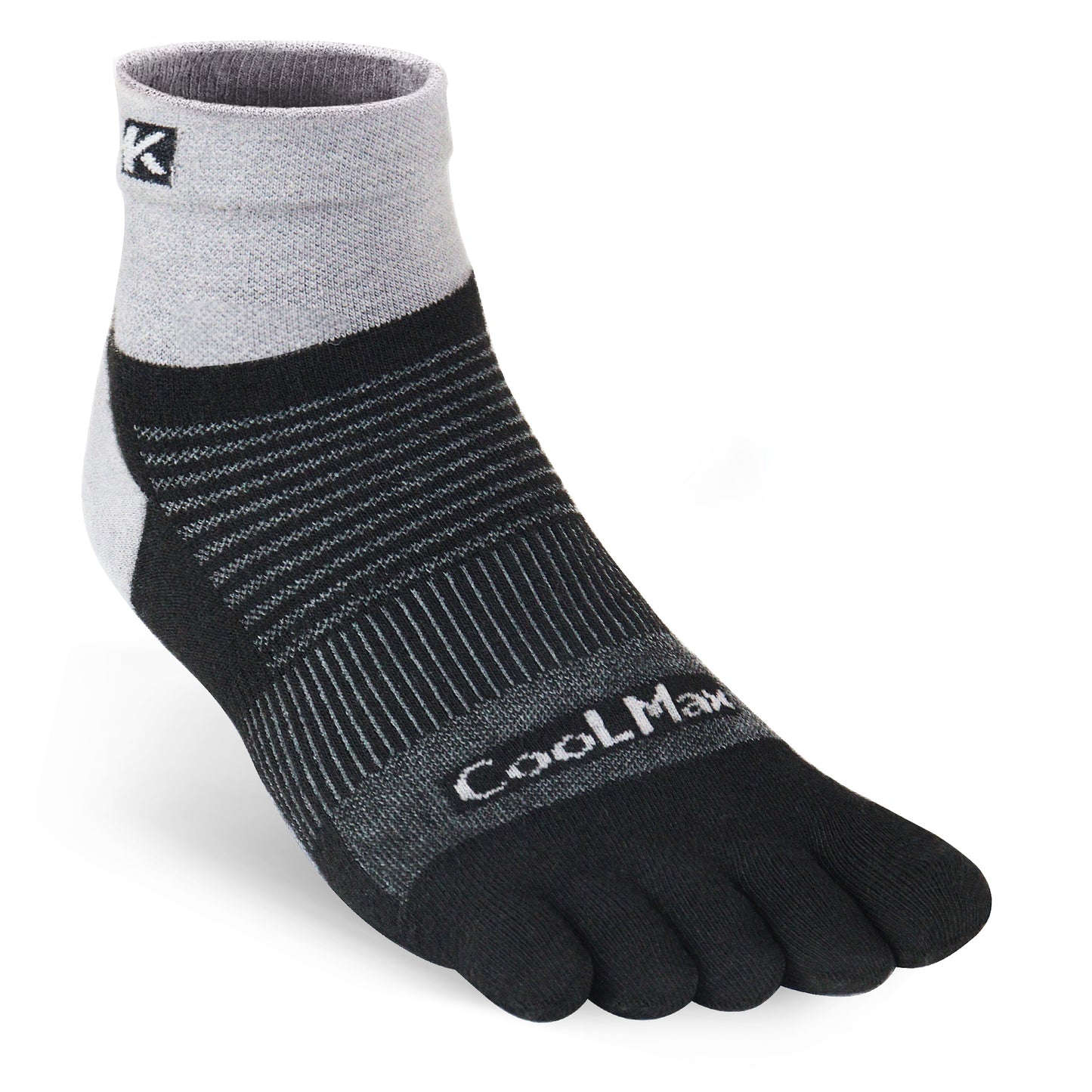 KWUKOTY Cushioned Compression Quarter Running Toe Socks COOLMAX, 3 Pairs Men's 4-13 Women's 5-14