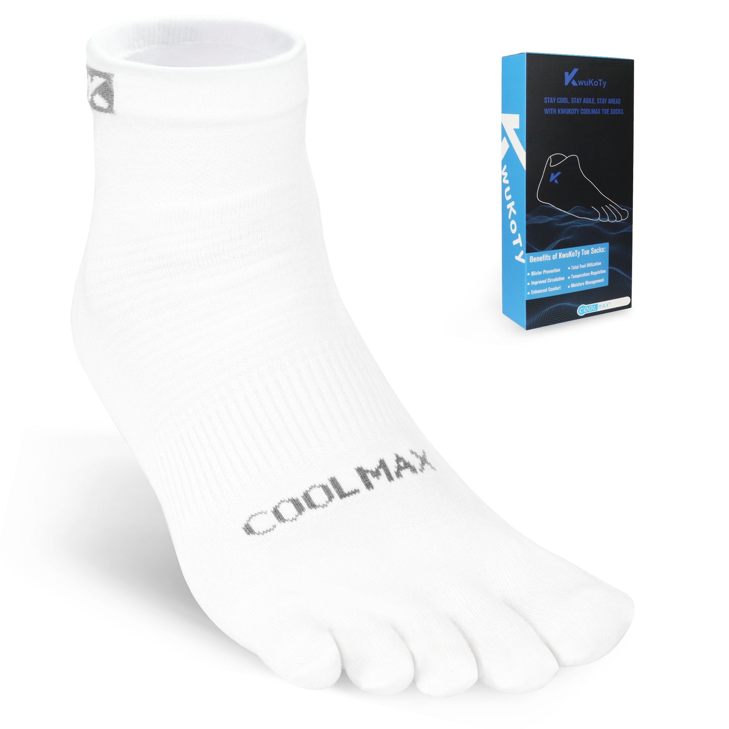 KwuKoty 4 Pair COOLMAX CORE Toe Socks Quarter