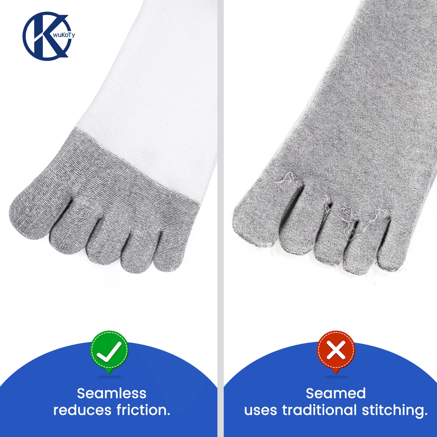 KwuKoty Non-Binding Diabetic Socks Seamless Cushioned Sole Breathable Combed Cotton Ankle Height, for Men &amp; Women, 3 Pairs