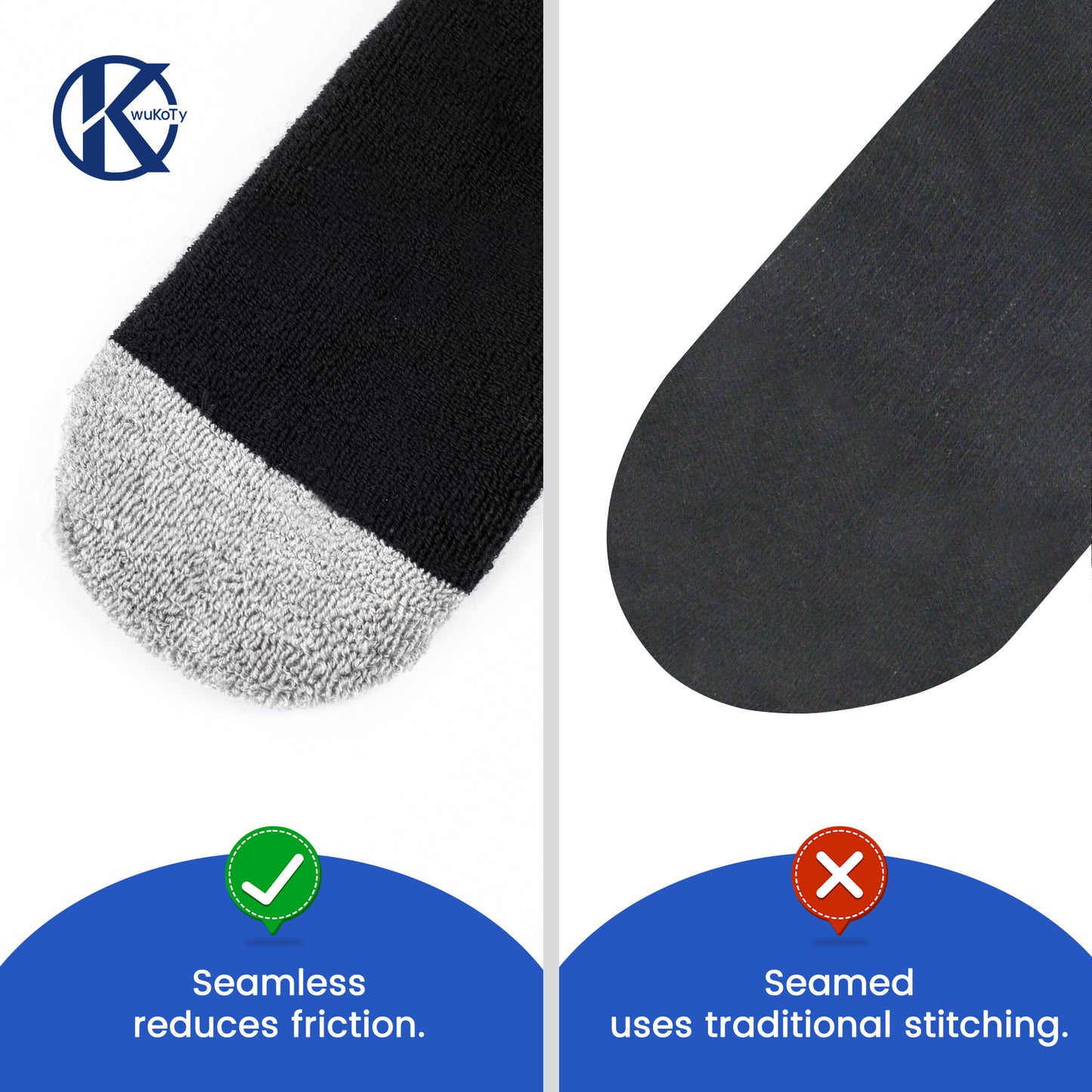 KwuKoTy Diabetic Socks Ankle Cushioned Sole Combed Cotton, Daily Wear & Sports, 3-Pack Men's 6-12 Women's 7-13