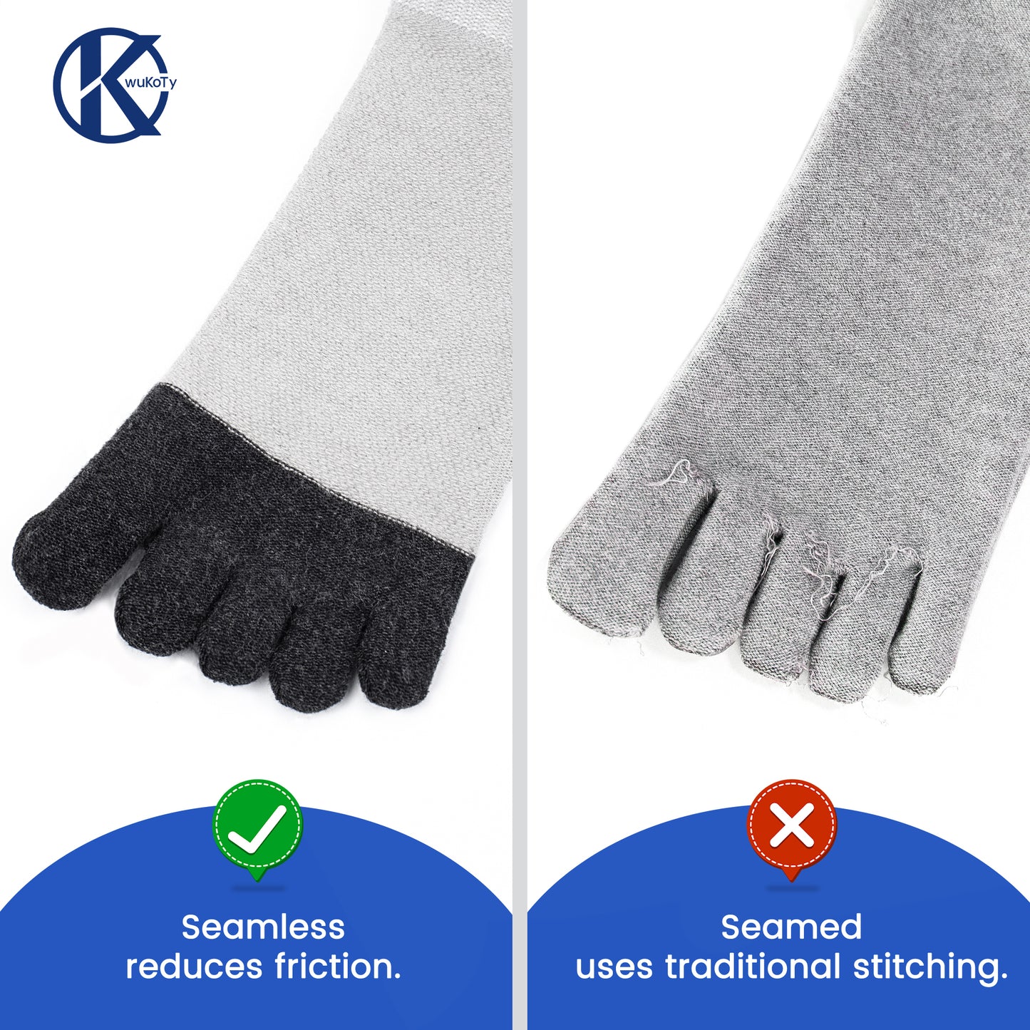 KwuKoty Non-Binding Diabetic Socks Seamless Cushioned Sole Breathable Combed Cotton Ankle Height, for Men &amp; Women, 3 Pairs