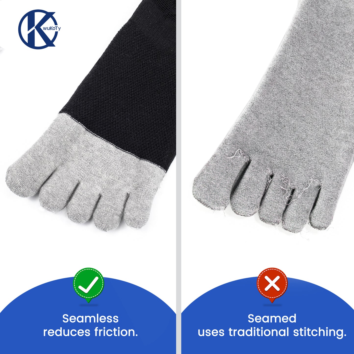 KwuKoty Non-Binding Diabetic Socks Seamless Cushioned Sole Breathable Combed Cotton Ankle Height, for Men &amp; Women, 3 Pairs