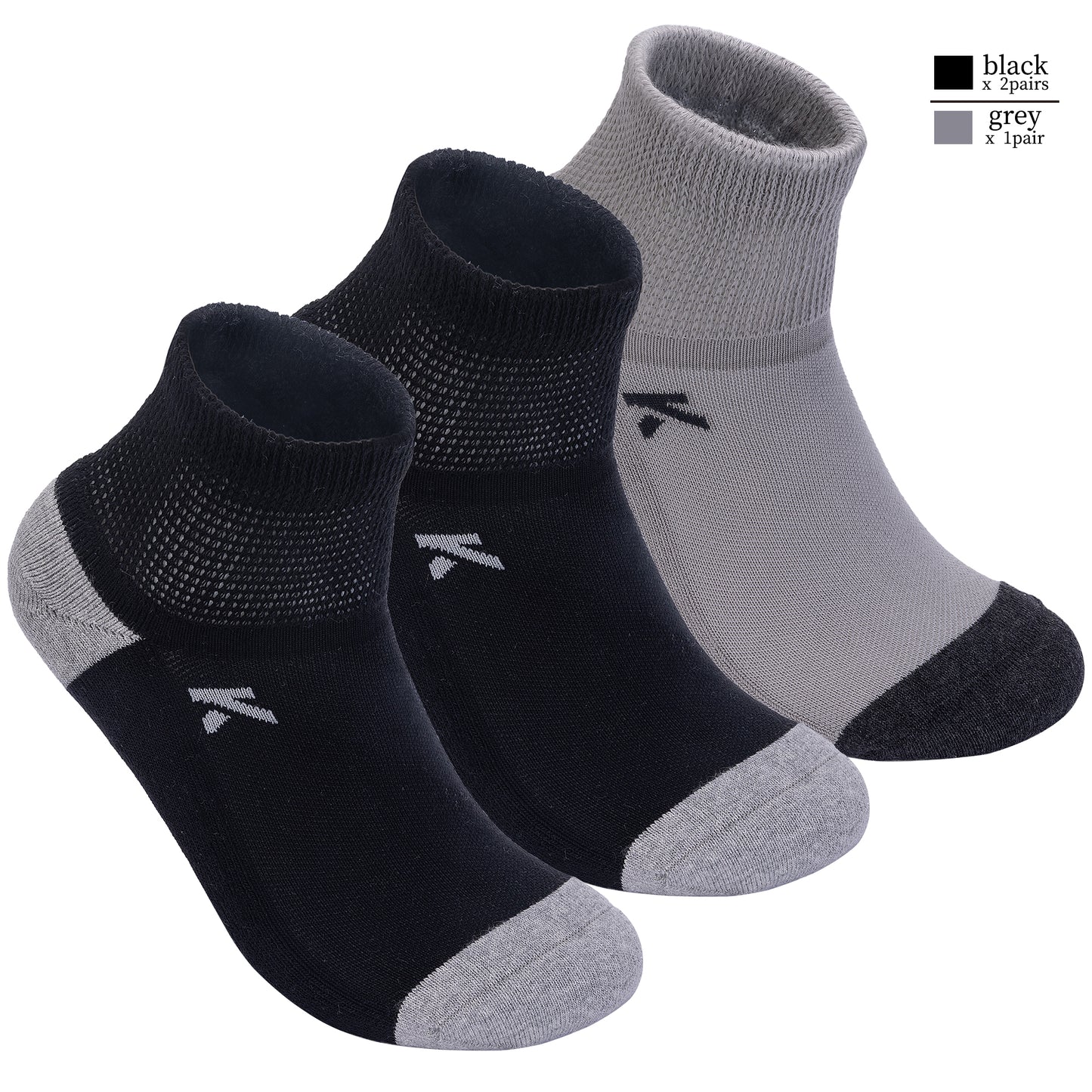 KwuKoty Non-Binding Diabetic Socks Seamless Cushioned Sole Breathable Combed Cotton Ankle Height, for Men &amp; Women, 3 Pairs