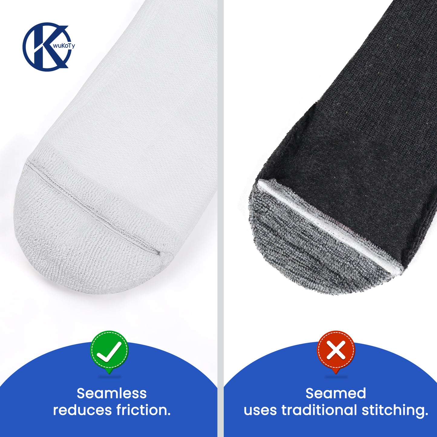 KwuKoTy Diabetic Socks Ankle Cushioned Sole Combed Cotton, Daily Wear & Sports, 3-Pack Men's 6-12 Women's 7-13