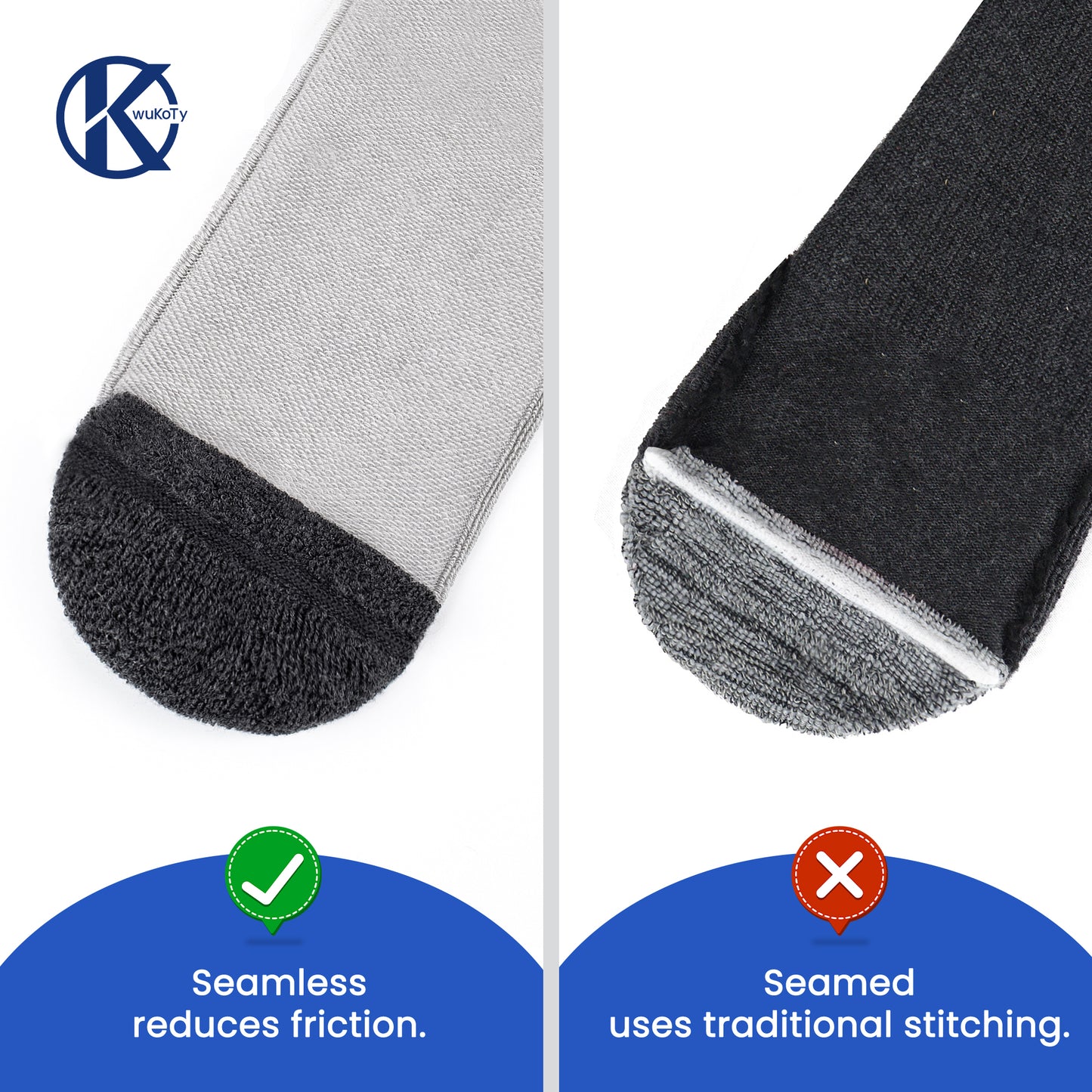 KwuKoTy Diabetic Socks Ankle Cushioned Sole Combed Cotton, Daily Wear & Sports, 3-Pack Men's 6-12 Women's 7-13