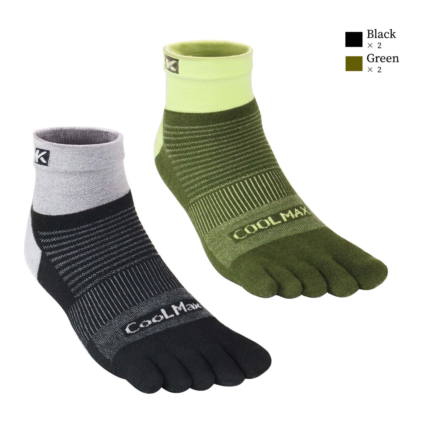 KwuKoty 4 Pair COOLMAX CORE Toe Socks Quarter