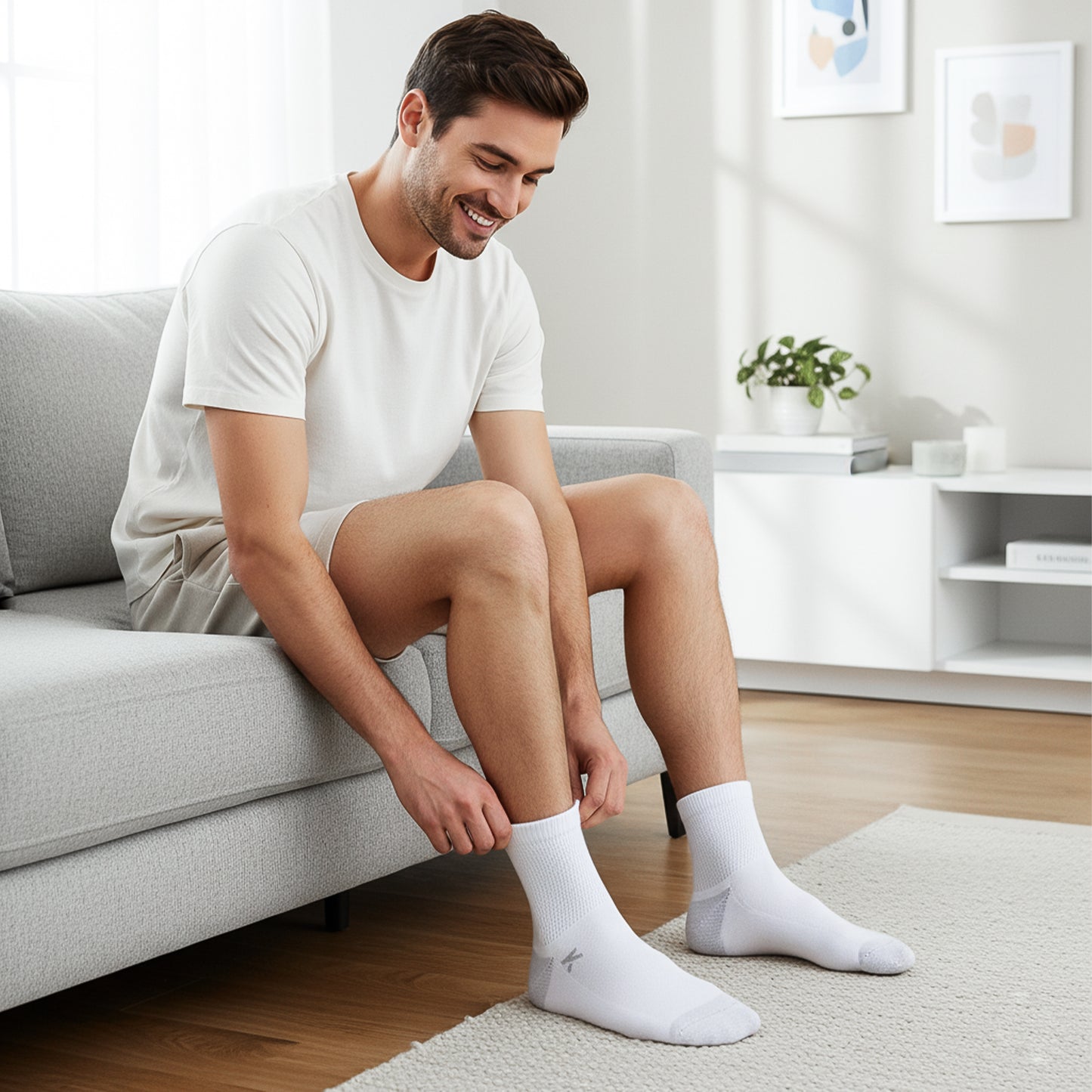 KwuKoTy Diabetic Socks Ankle Cushioned Sole Combed Cotton, Daily Wear & Sports, 3-Pack Men's 6-12 Women's 7-13
