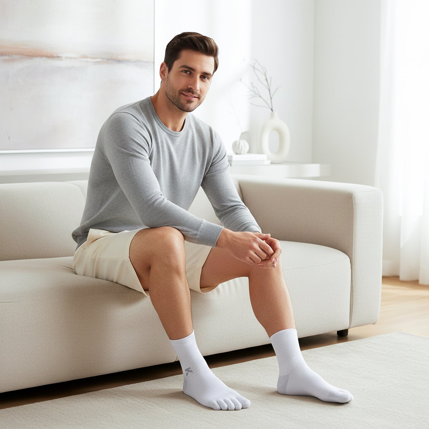 KwuKoty Non-Binding Diabetic Socks Seamless Cushioned Sole Breathable Combed Cotton Ankle Height, for Men &amp; Women, 3 Pairs