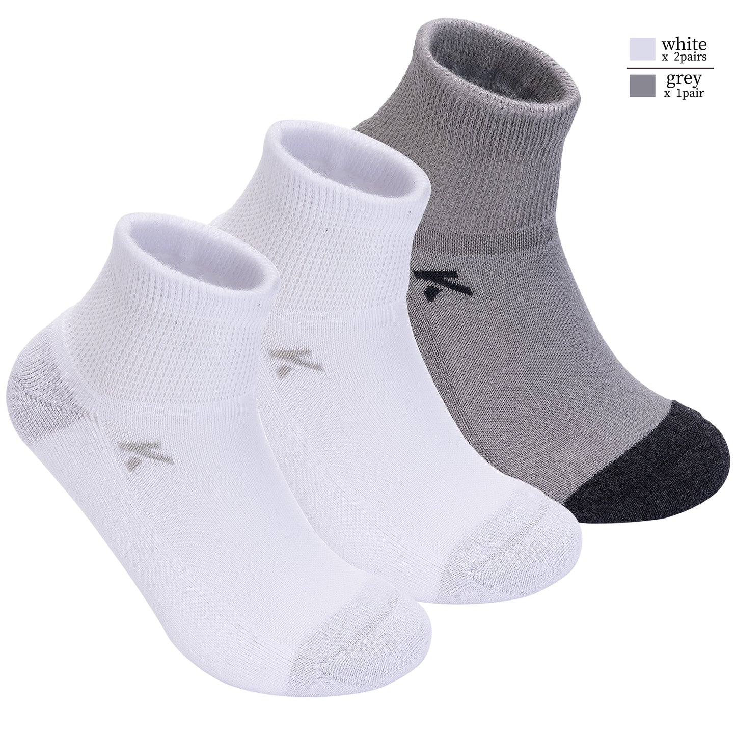 KwuKoty Non-Binding Diabetic Socks Seamless Cushioned Sole Breathable Combed Cotton Ankle Height, for Men &amp; Women, 3 Pairs