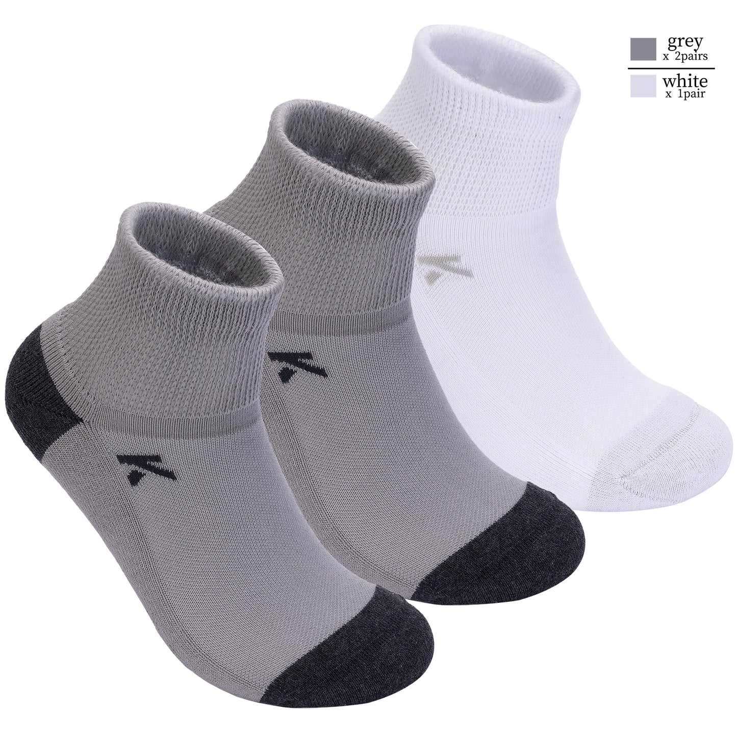 KwuKoty Non-Binding Diabetic Socks Seamless Cushioned Sole Breathable Combed Cotton Ankle Height, for Men &amp; Women, 3 Pairs