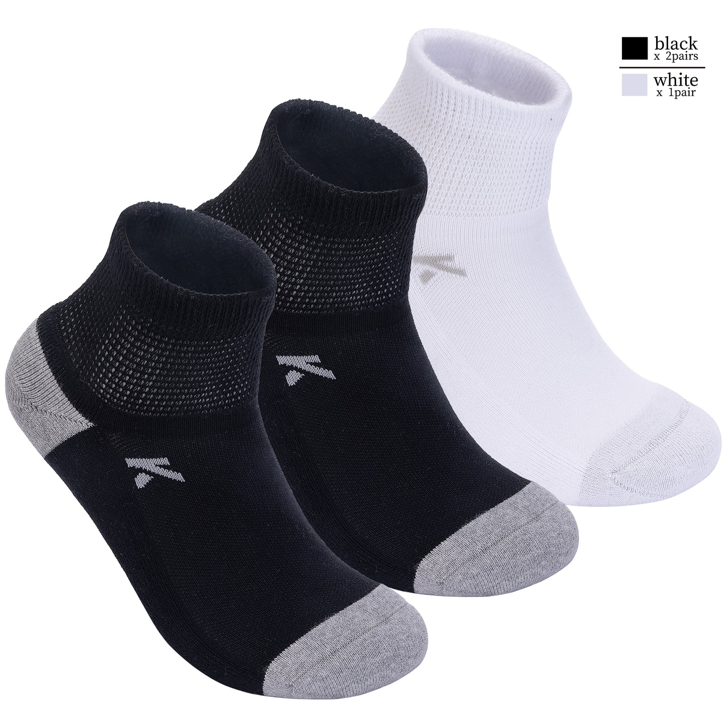 KwuKoty Non-Binding Diabetic Socks Seamless Cushioned Sole Breathable Combed Cotton Ankle Height, for Men &amp; Women, 3 Pairs