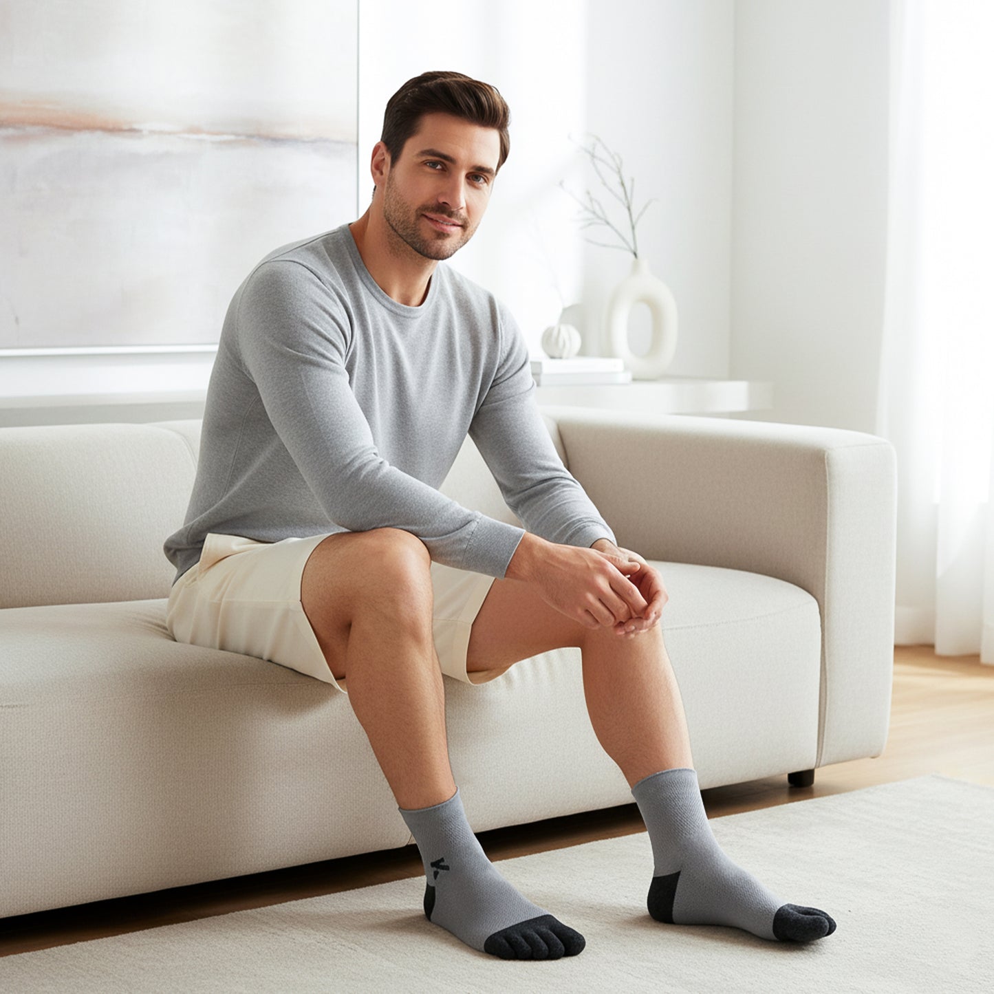 KwuKoty Non-Binding Diabetic Socks Seamless Cushioned Sole Breathable Combed Cotton Ankle Height, for Men &amp; Women, 3 Pairs