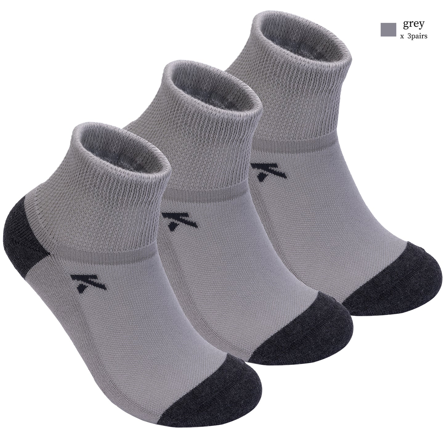 KwuKoty Non-Binding Diabetic Socks Seamless Cushioned Sole Breathable Combed Cotton Ankle Height, for Men &amp; Women, 3 Pairs